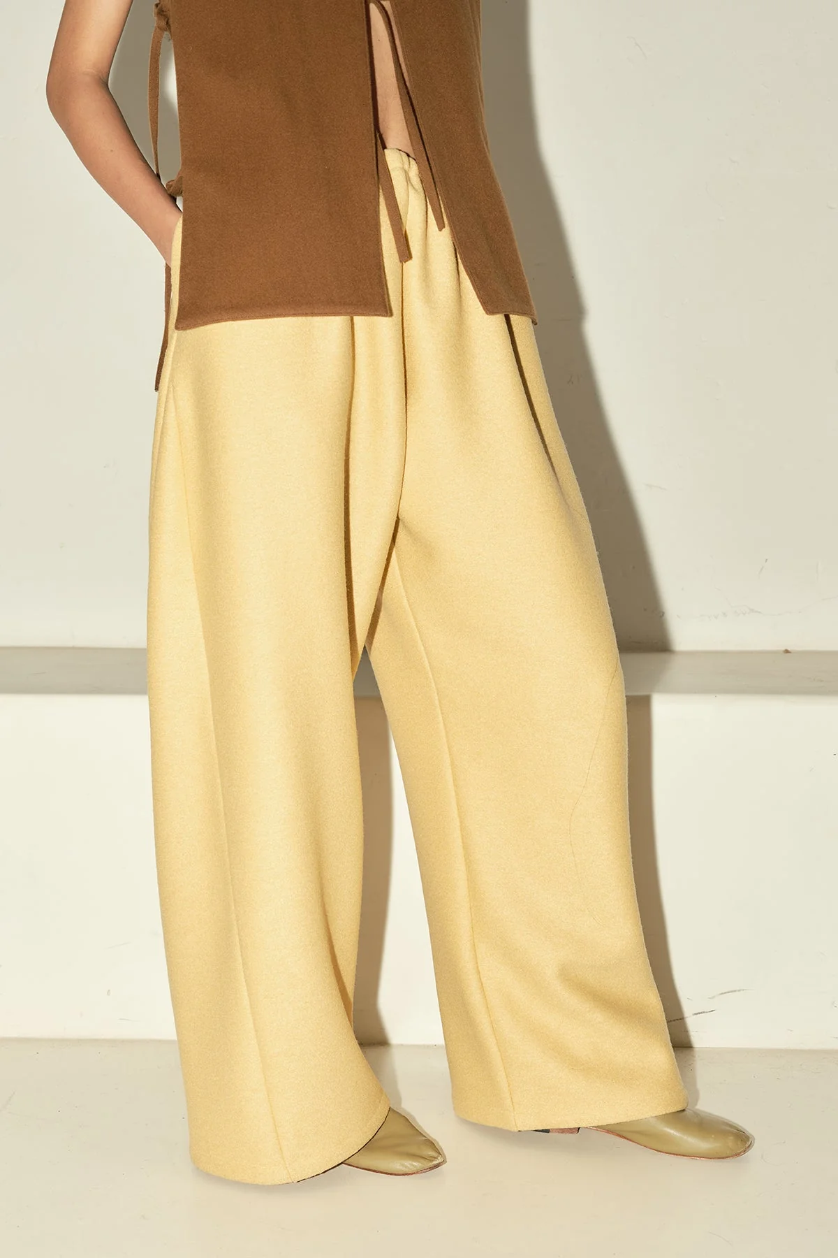 Datura Heavy Boiled Wool Judo Pants - Butter - Image 5