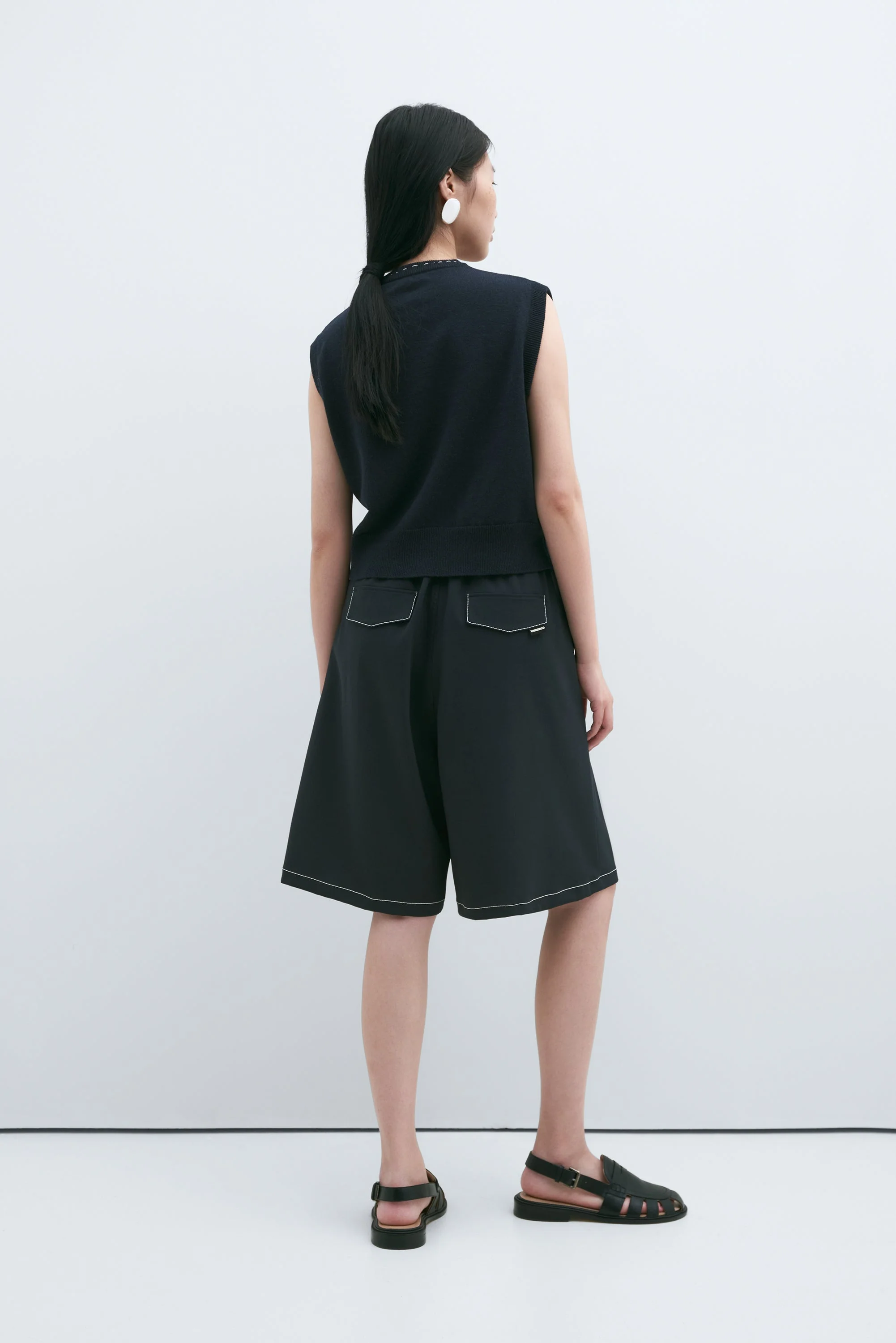 Cordera Merino Wool Stitched Waistcoat - Navy - Image 3