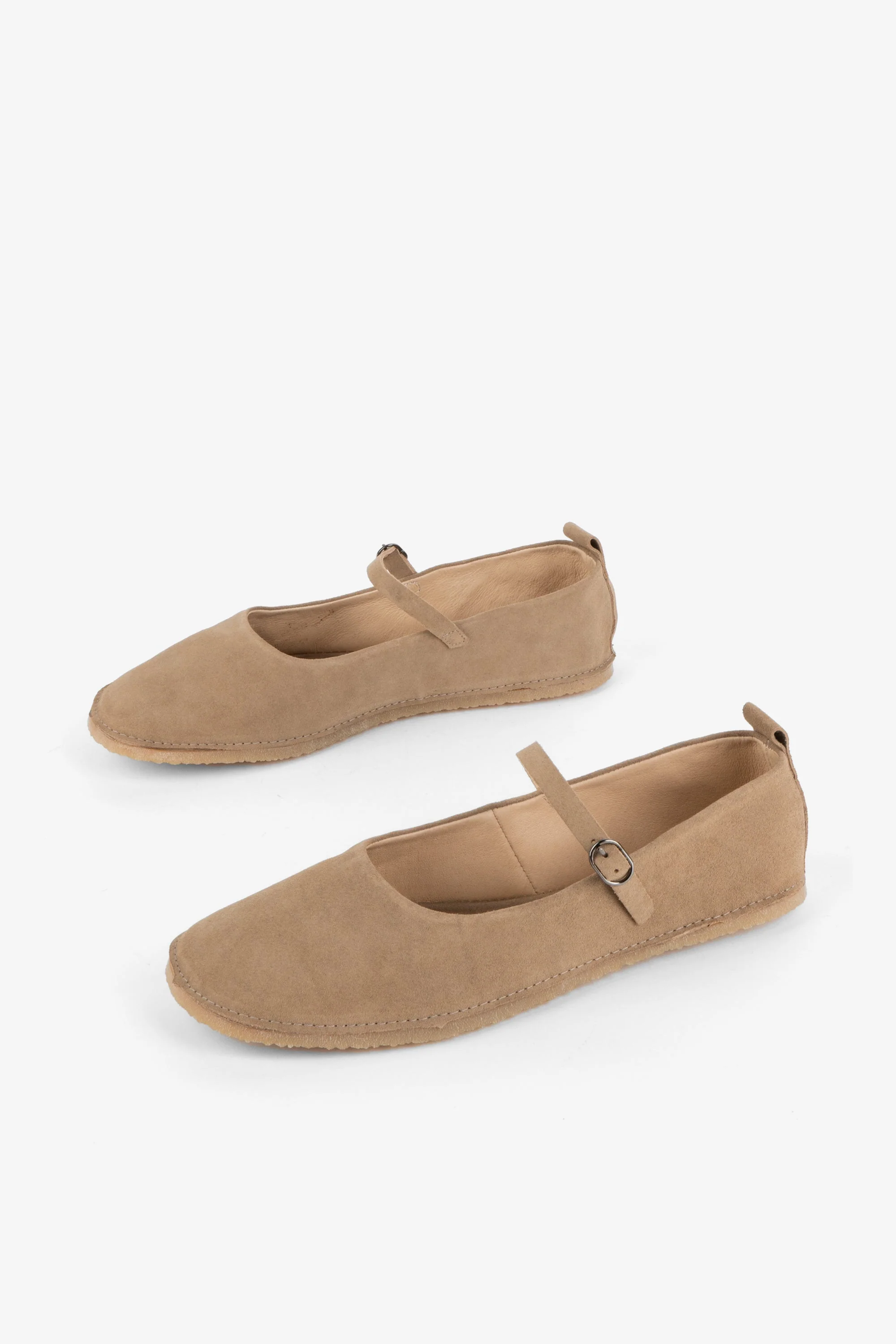 "INTENTIONALLY __________." Nicolette Suede Mary Jane - Taupe