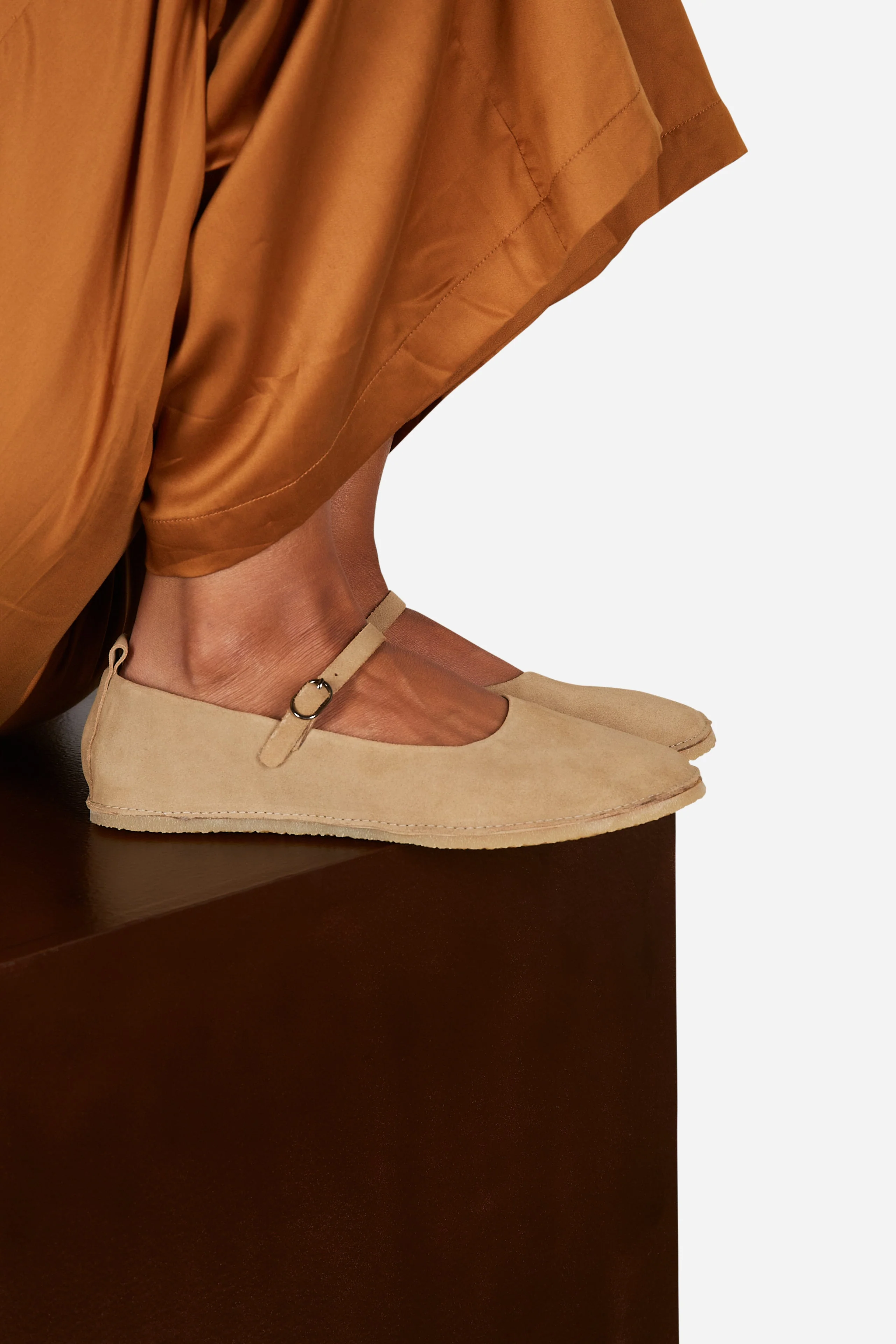 "INTENTIONALLY __________." Nicolette Suede Mary Jane - Taupe - Image 2