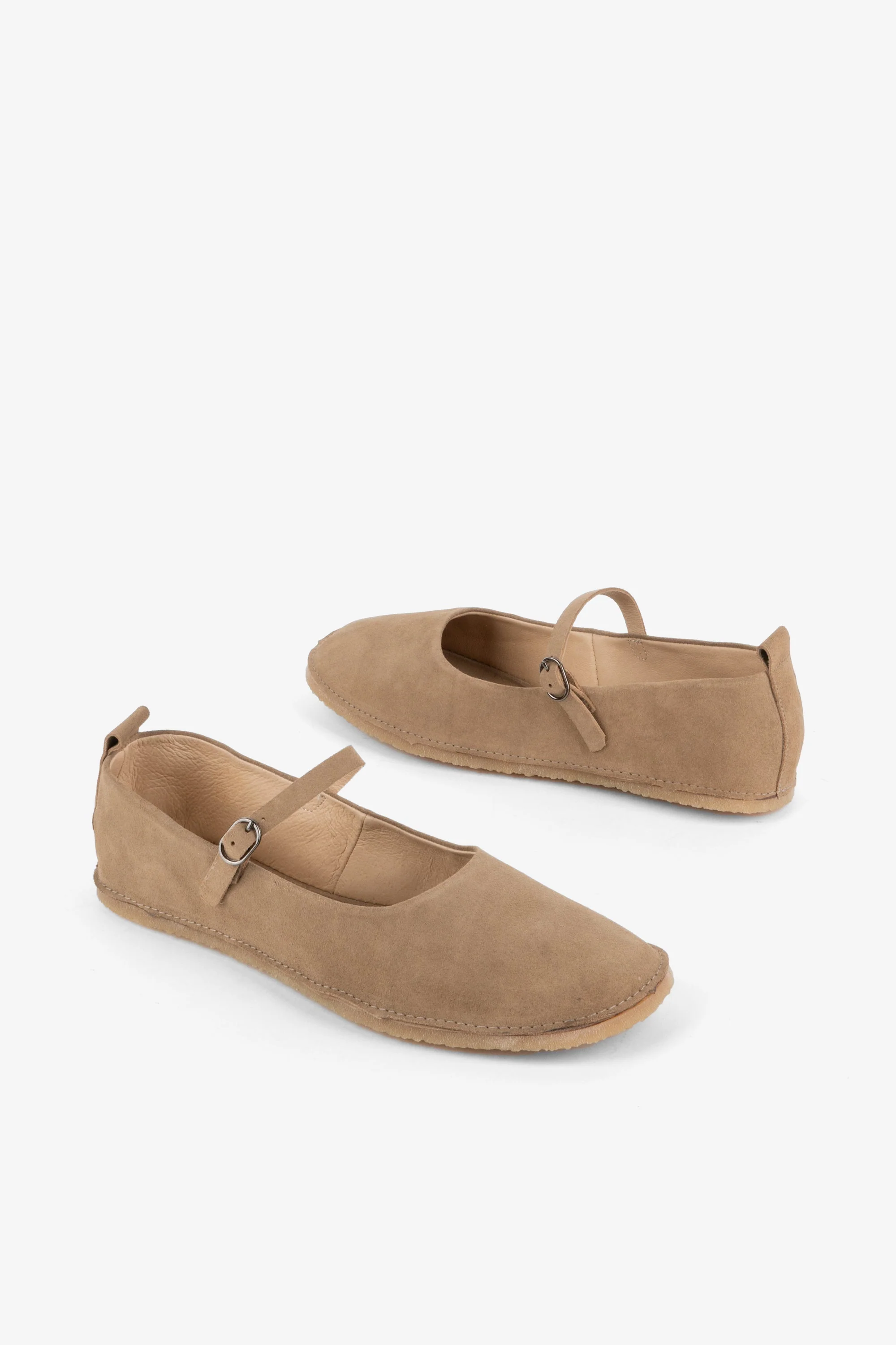 "INTENTIONALLY __________." Nicolette Suede Mary Jane - Taupe - Image 3