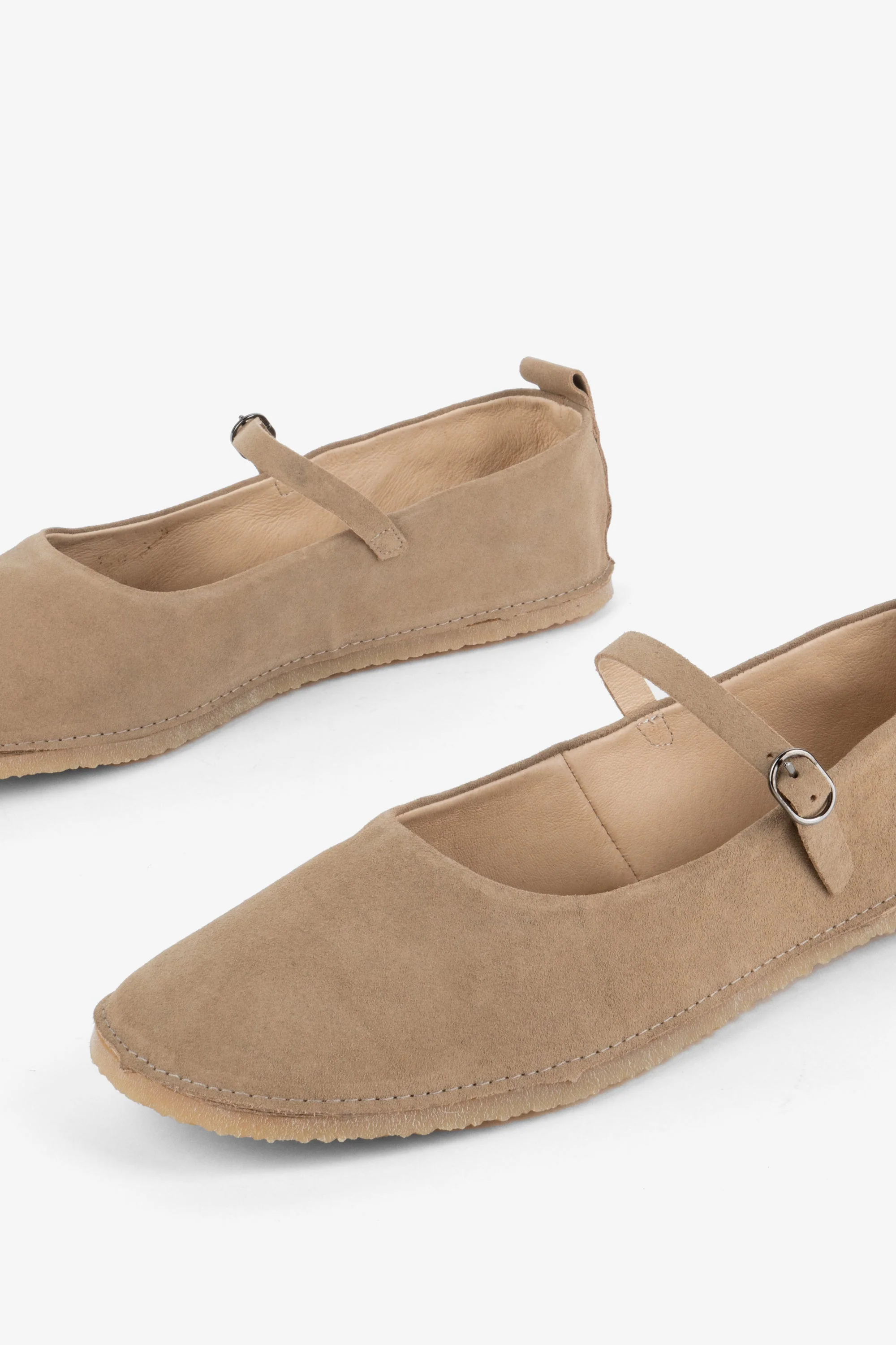 "INTENTIONALLY __________." Nicolette Suede Mary Jane - Taupe - Image 4