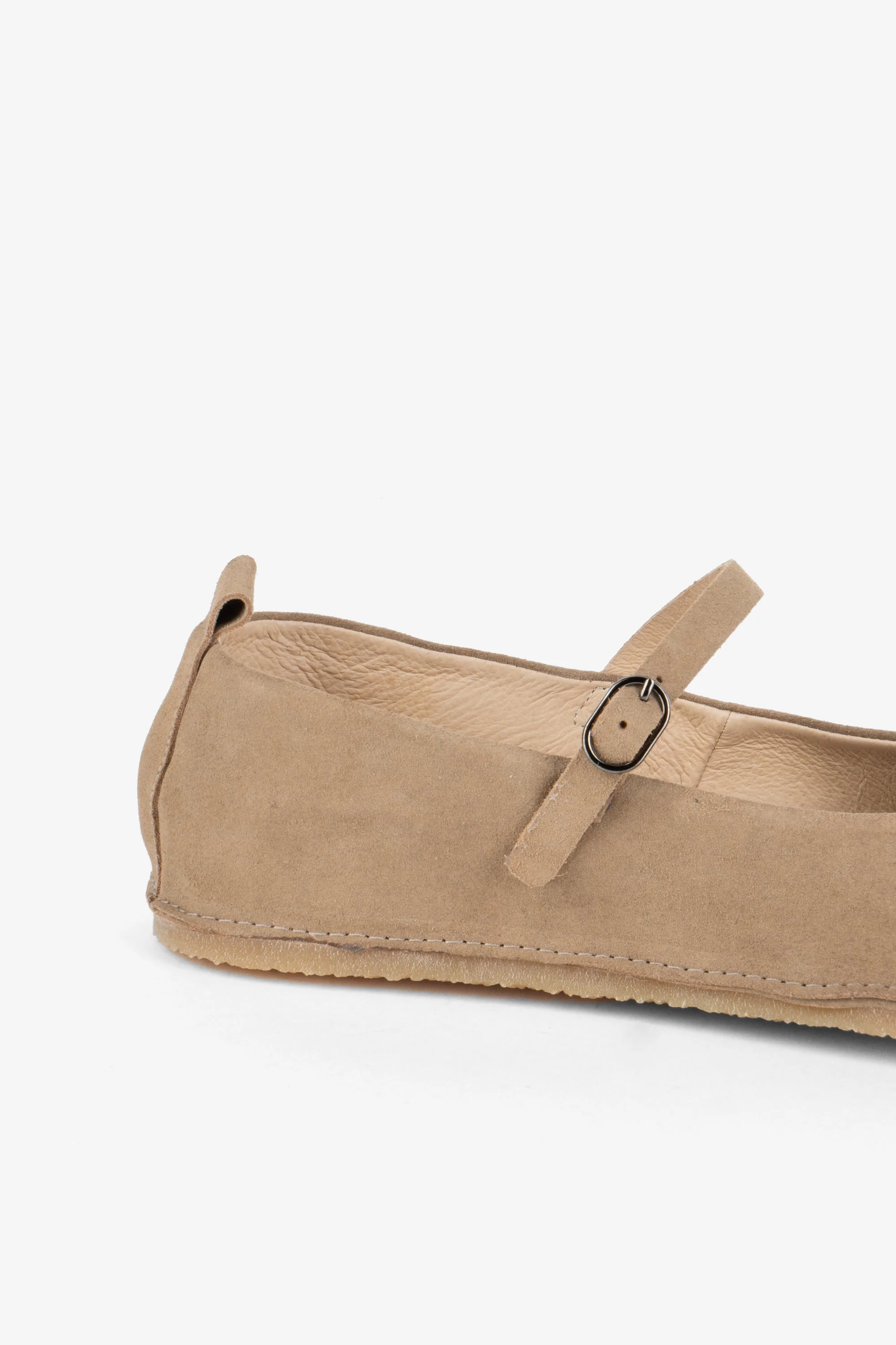 "INTENTIONALLY __________." Nicolette Suede Mary Jane - Taupe - Image 5