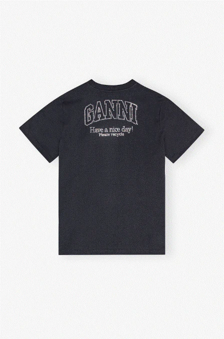 Ganni Relaxed Rhinestone T-Shirt - Phantom - Image 3