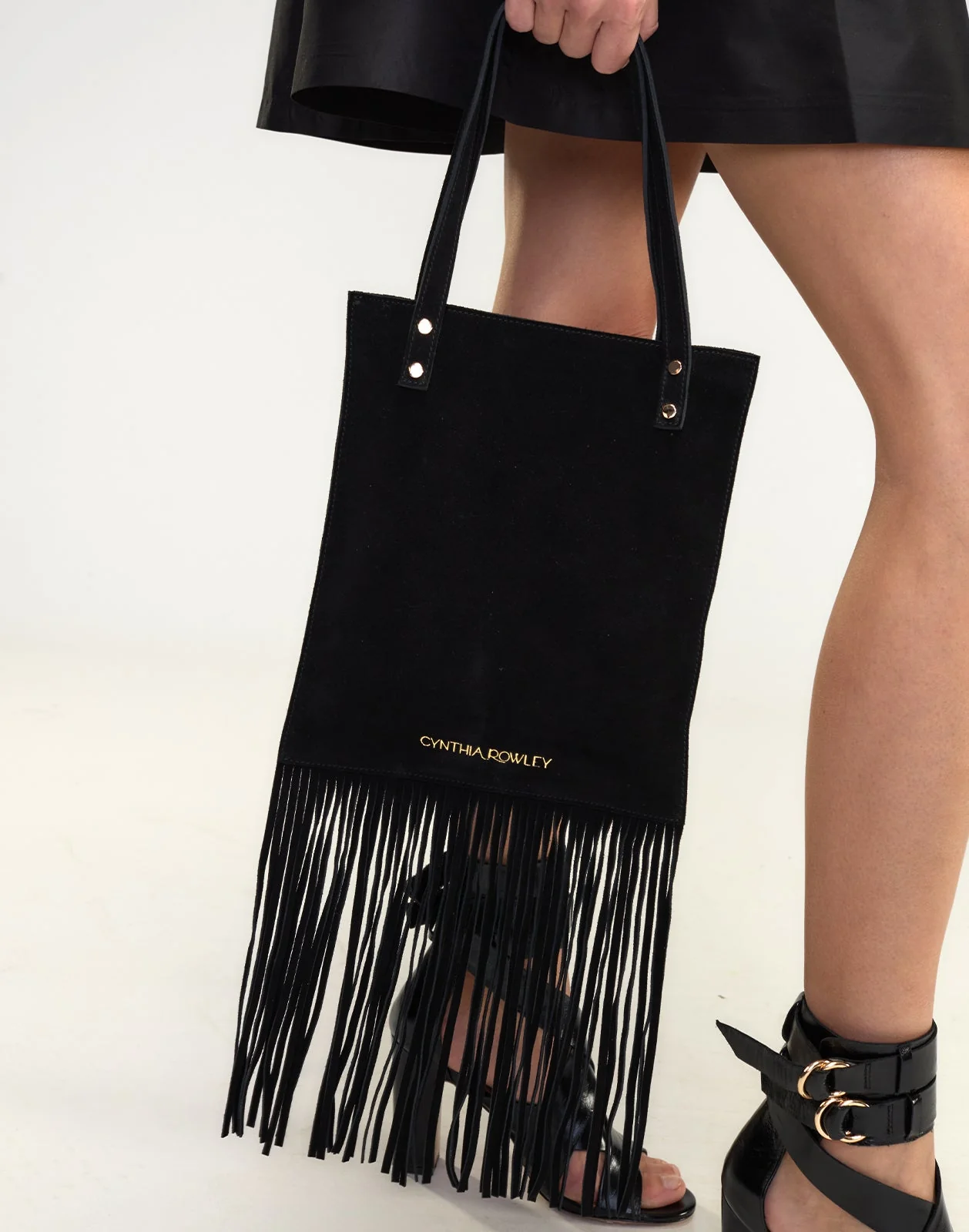 Cynthia Rowley Felicity Fringe Suede Tote - Black - Image 2