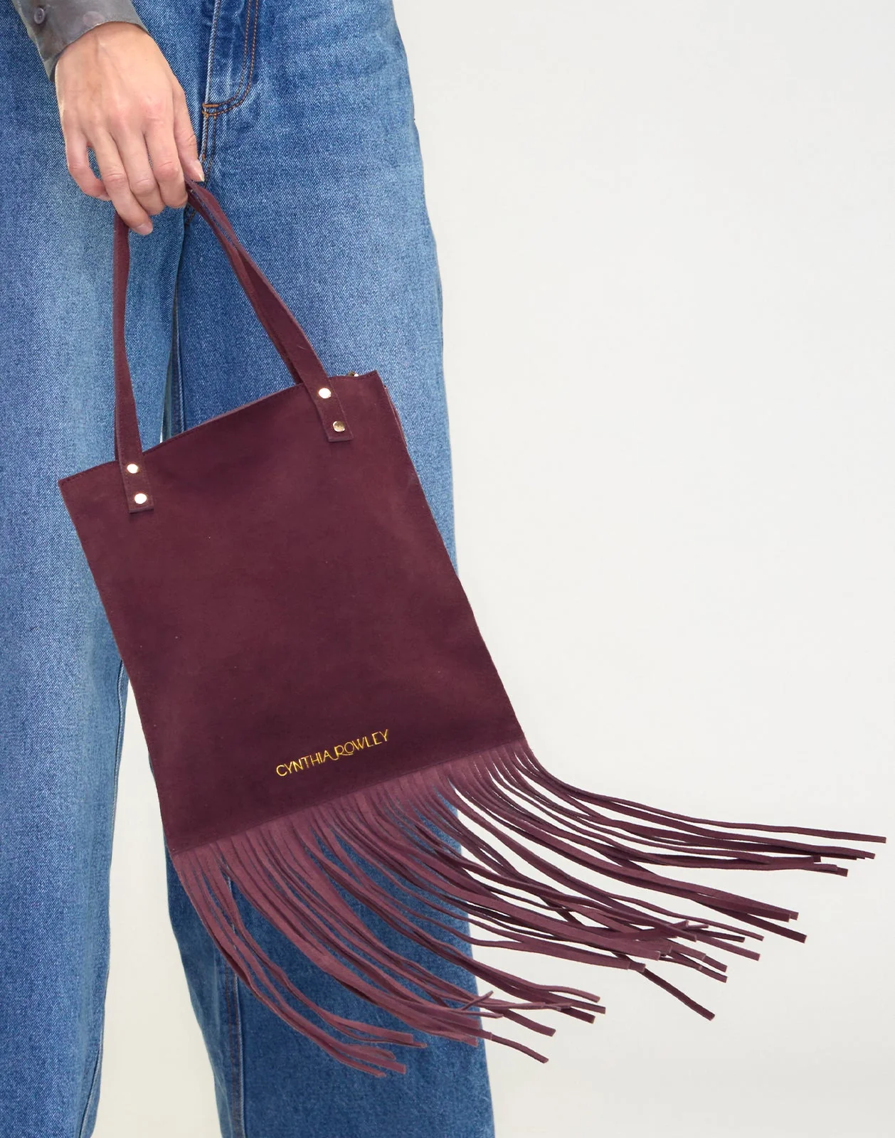 Cynthia Rowley Felicity Fringe Suede Tote - Burgundy - Image 3