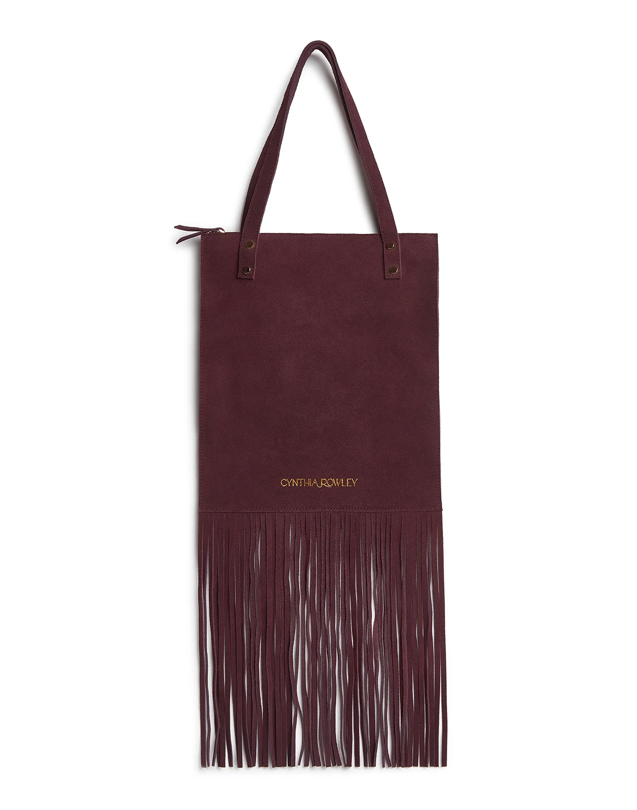 Cynthia Rowley Felicity Fringe Suede Tote - Burgundy - Image 5