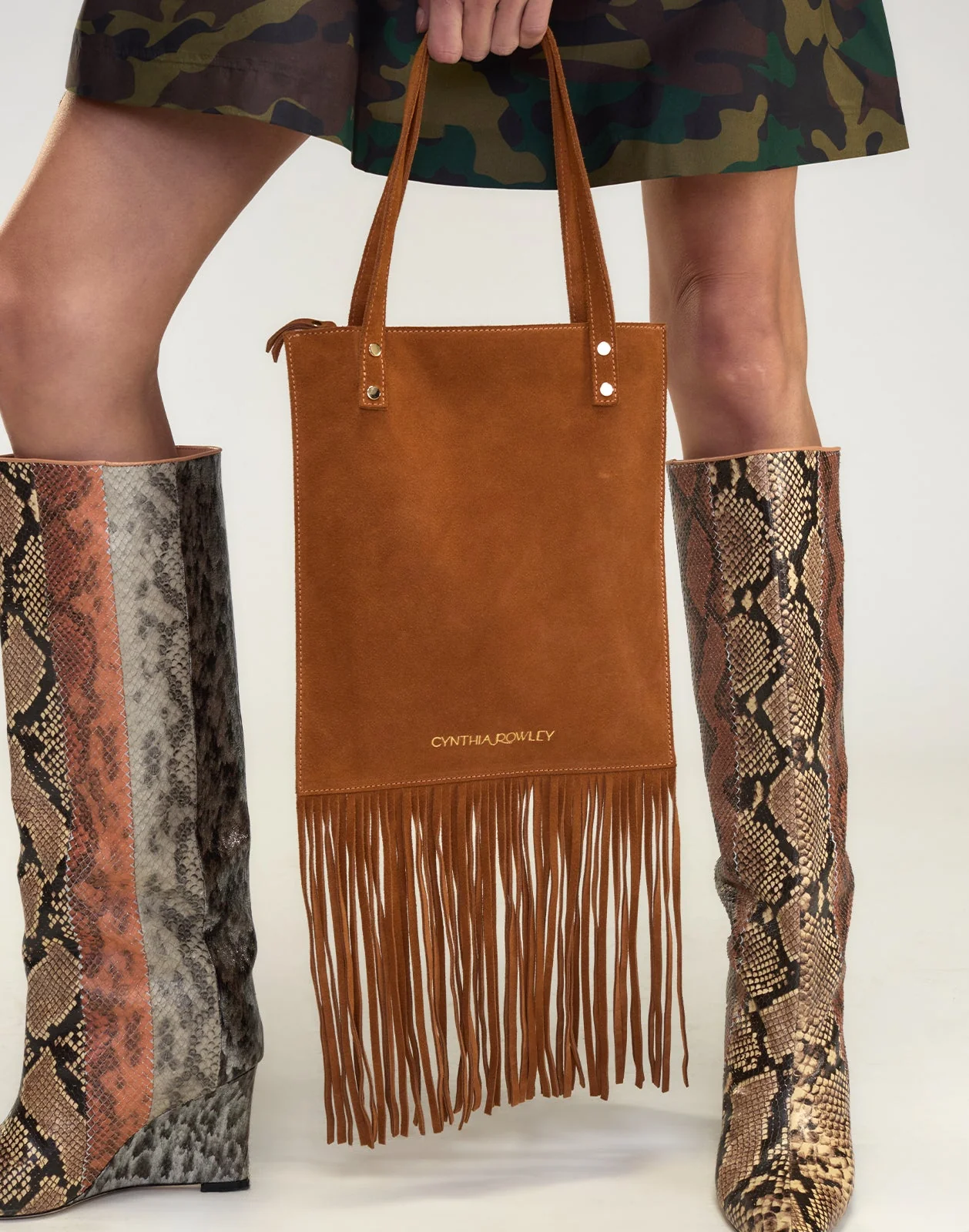 Cynthia Rowley Felicity Fringe Suede Tote - Brown - Image 2