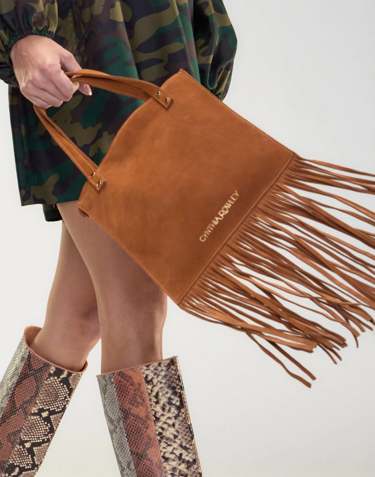 Cynthia Rowley Felicity Fringe Suede Tote - Brown - Image 3