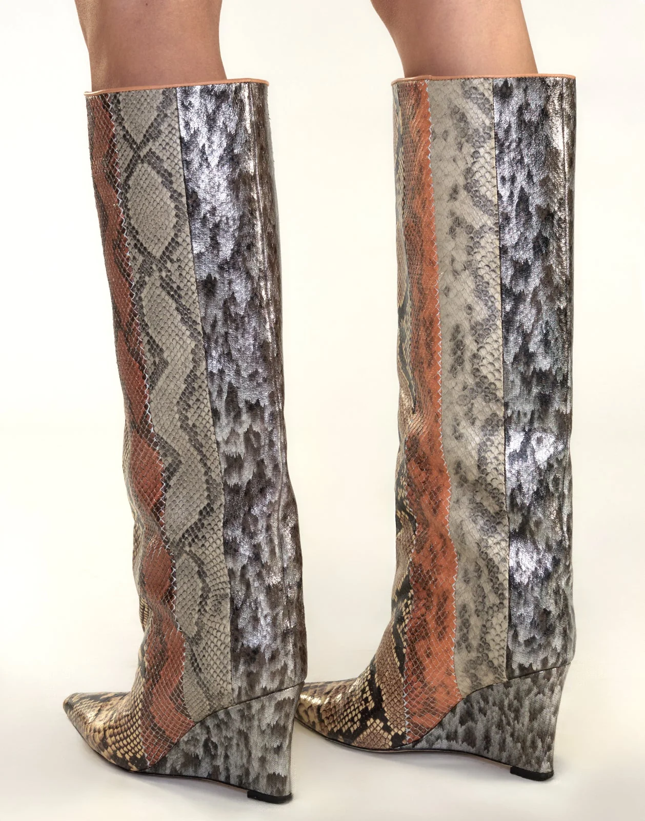 Cynthia Rowley Embossed Leather Wedge Boot - Image 2