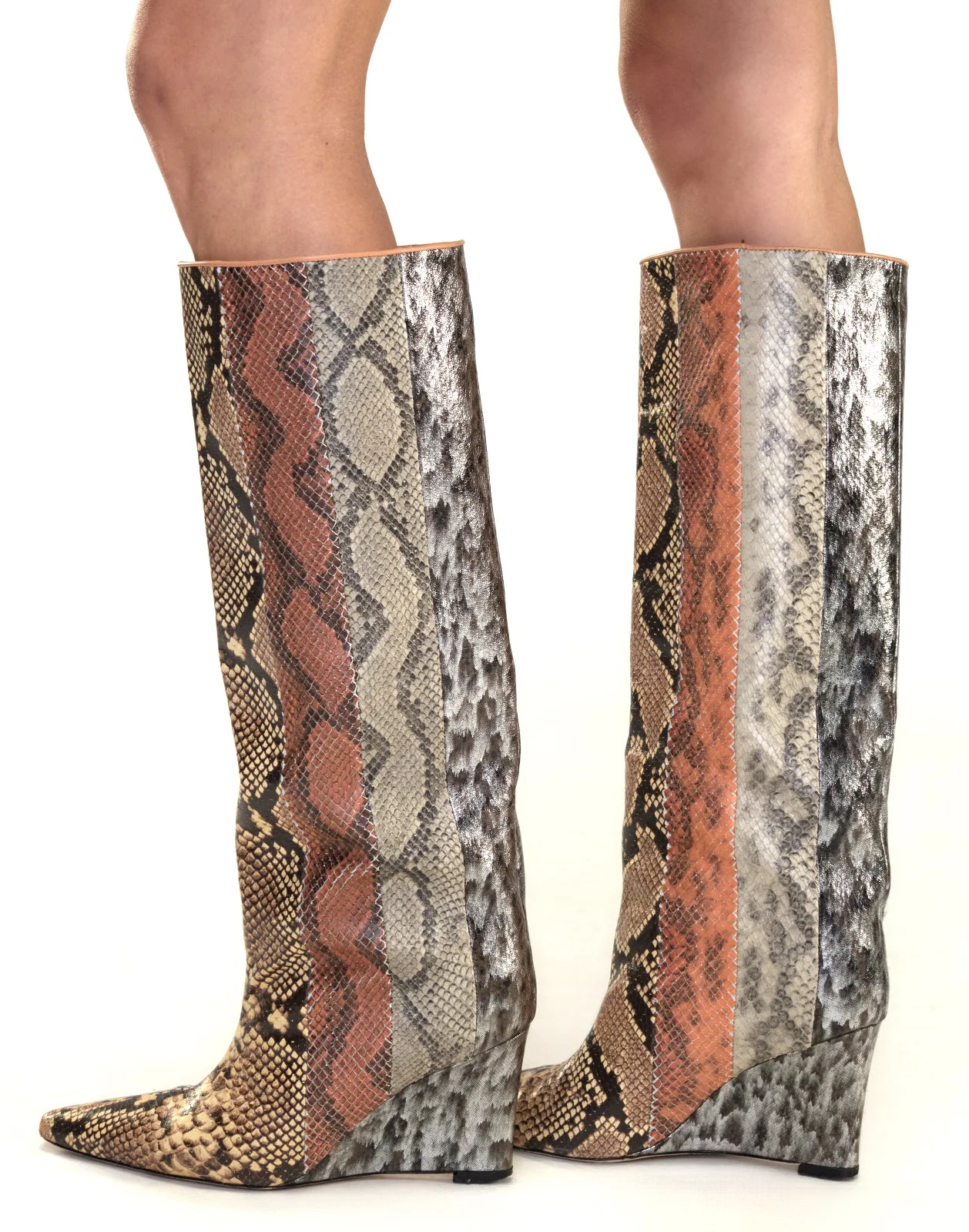 Cynthia Rowley Embossed Leather Wedge Boot - Image 3