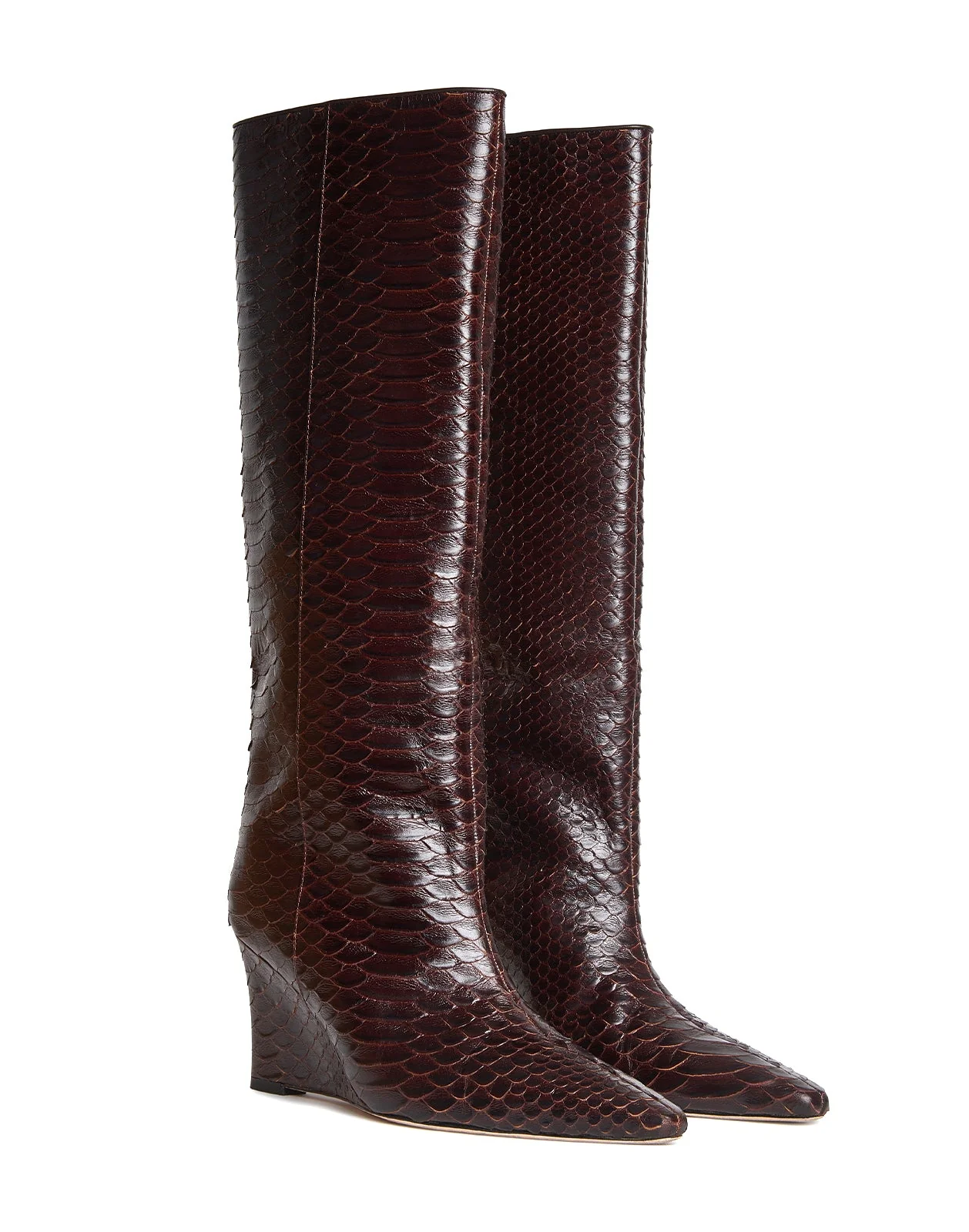 Cynthia Rowley Embossed Leather Wedge Boot - Brown