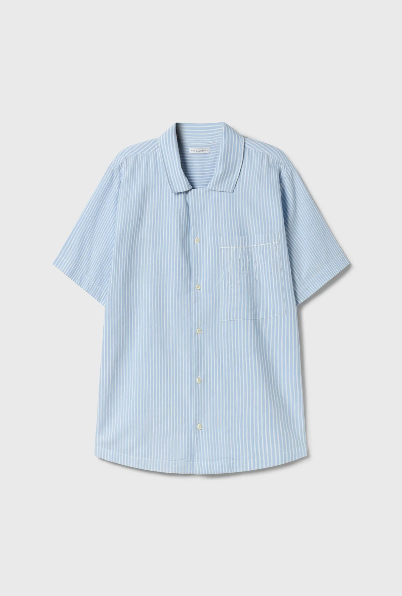 Silk Laundry Cotton Camp Shirt - Storm Stripe - Image 2