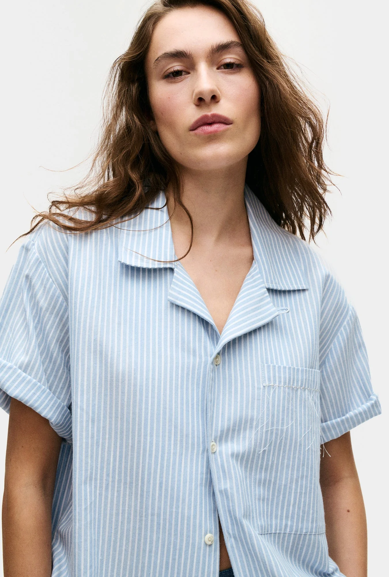 Silk Laundry Cotton Camp Shirt - Storm Stripe - Image 3