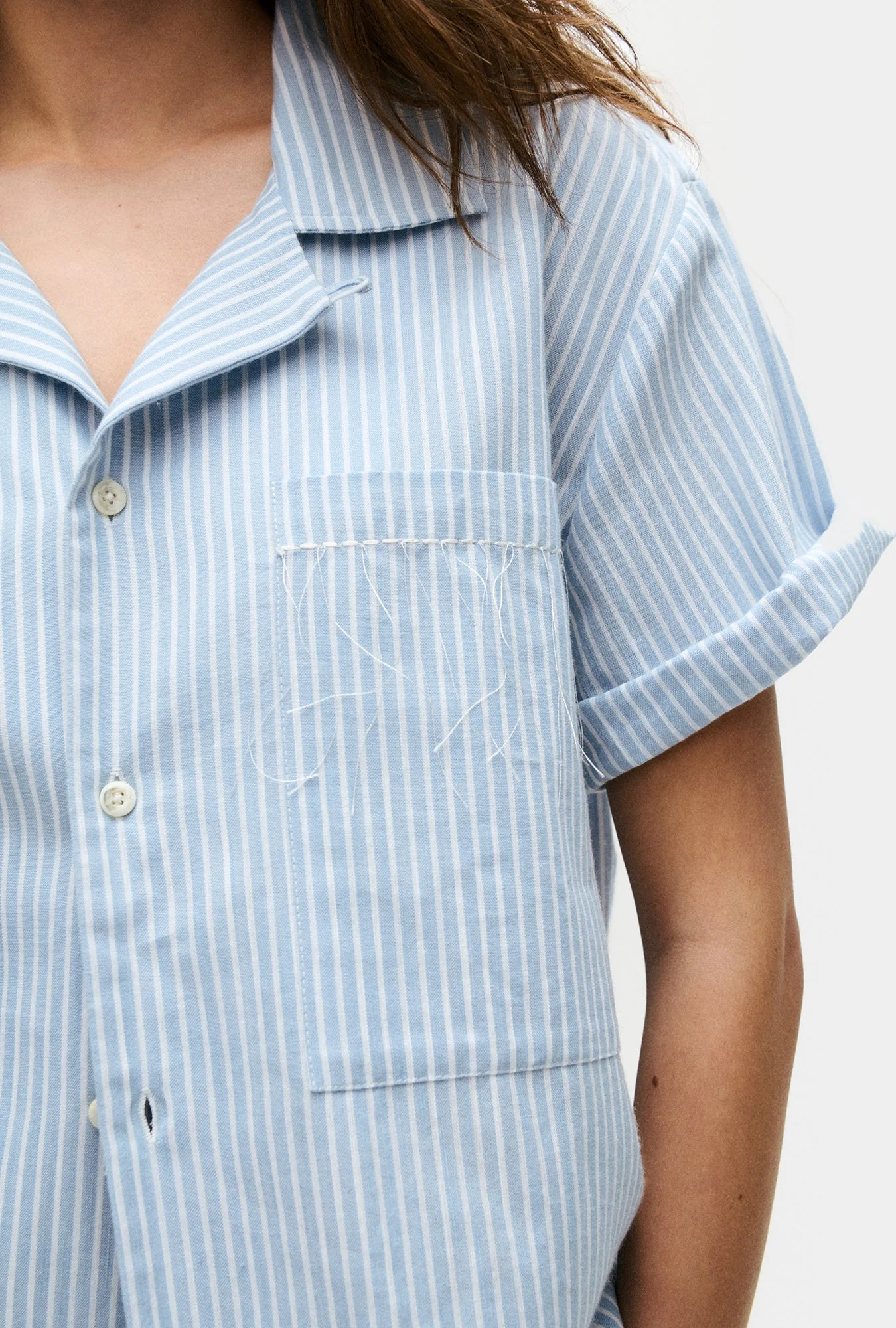 Silk Laundry Cotton Camp Shirt - Storm Stripe - Image 5