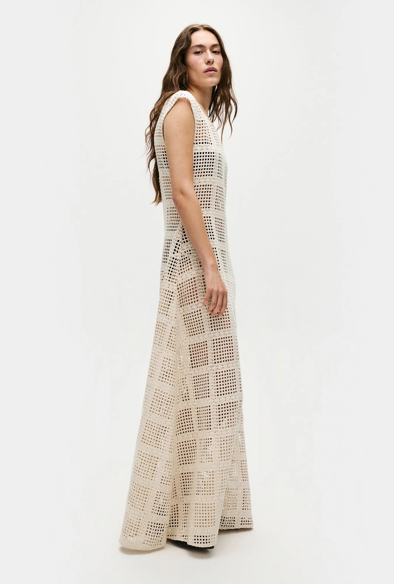 Silk Laundry Cotton Grid Got It Dress - Natural - Image 3