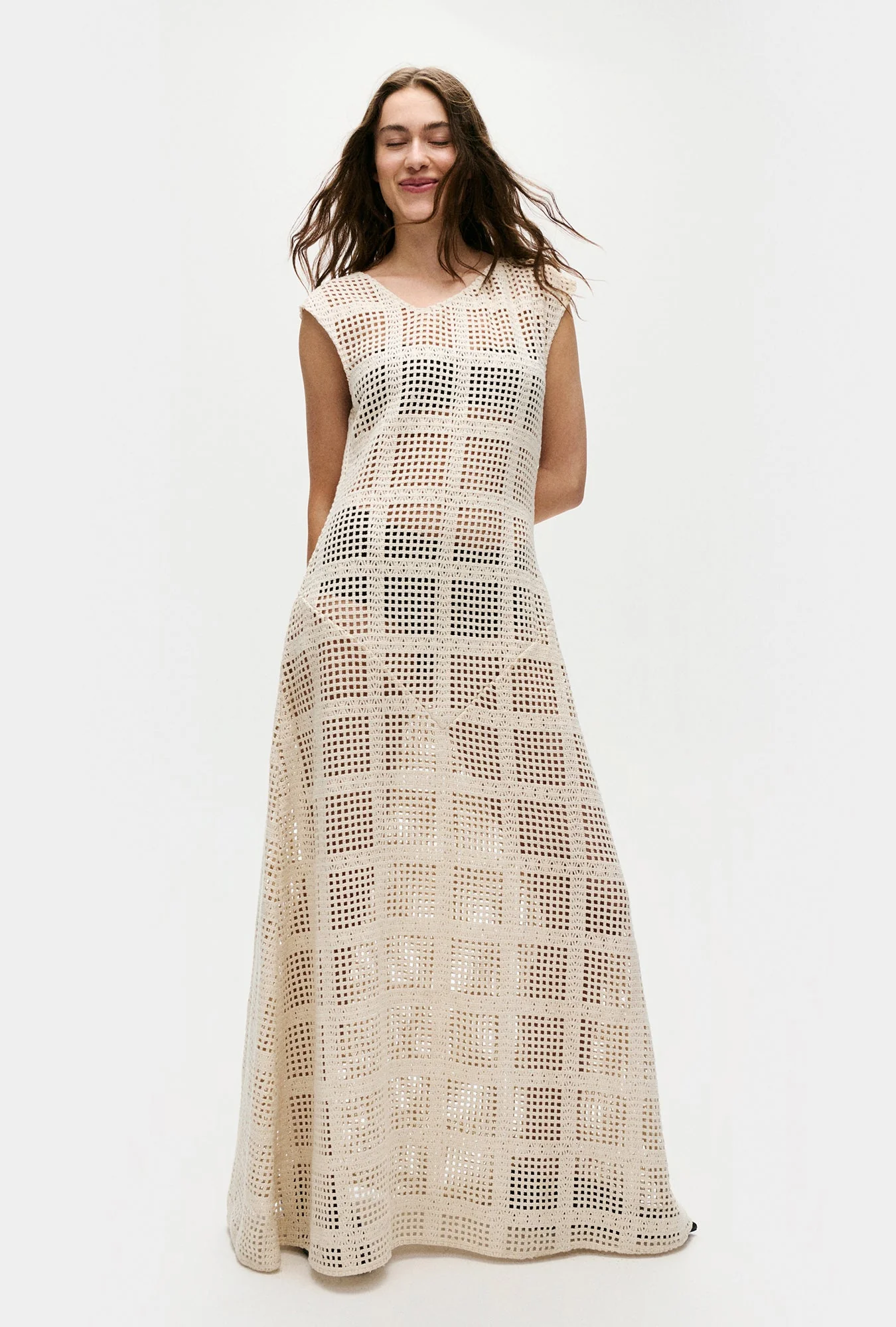 Silk Laundry Cotton Grid Got It Dress - Natural - Image 6