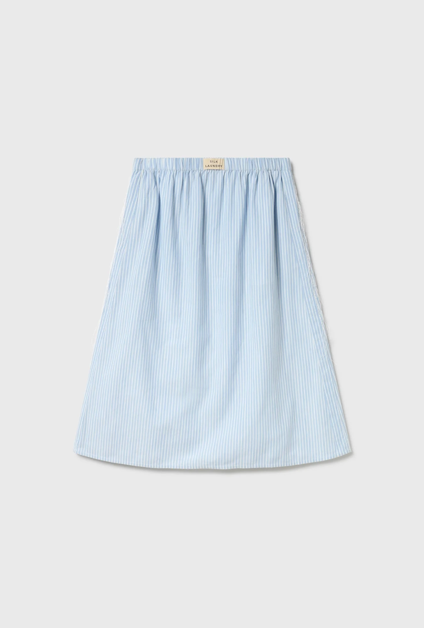 Silk Laundry Cotton Midi Skirt - Storm Stripe - Image 2