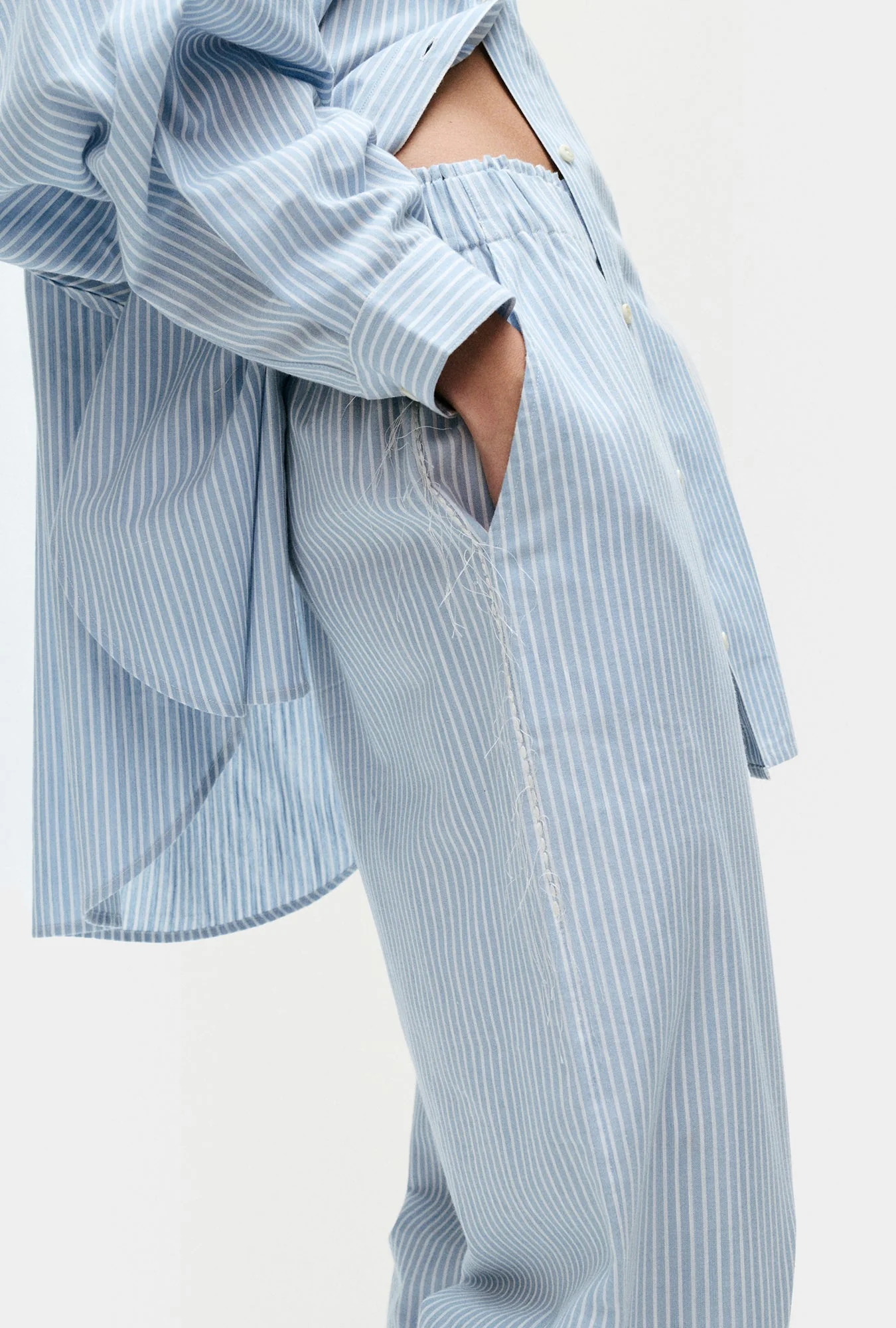 Silk Laundry Cotton Paper Bag Pants - Storm Stripe - Image 3