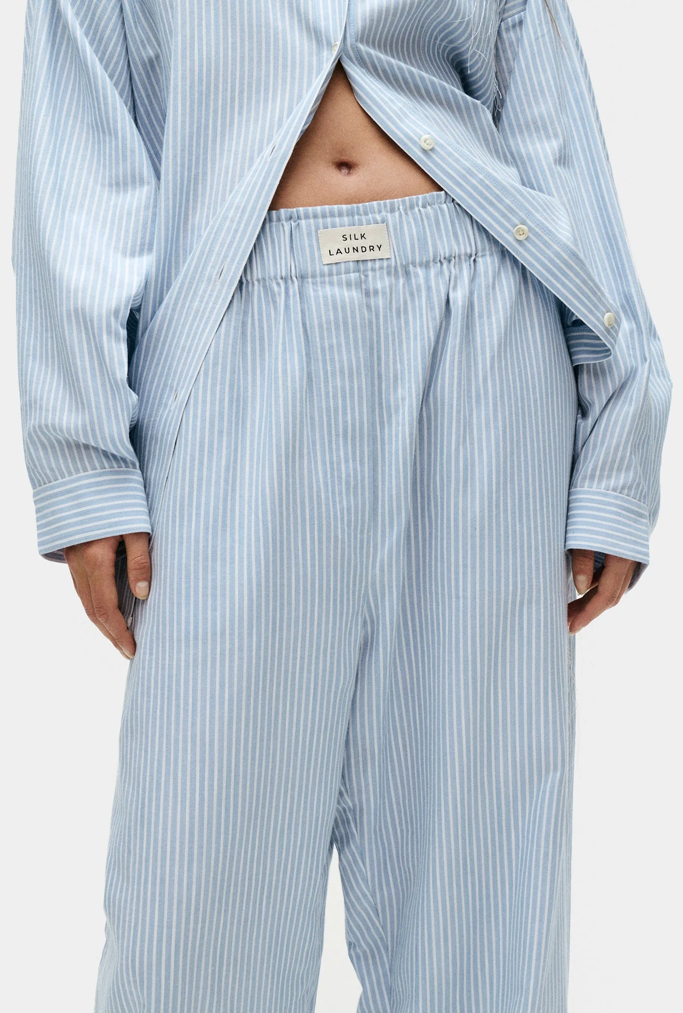 Silk Laundry Cotton Paper Bag Pants - Storm Stripe - Image 4