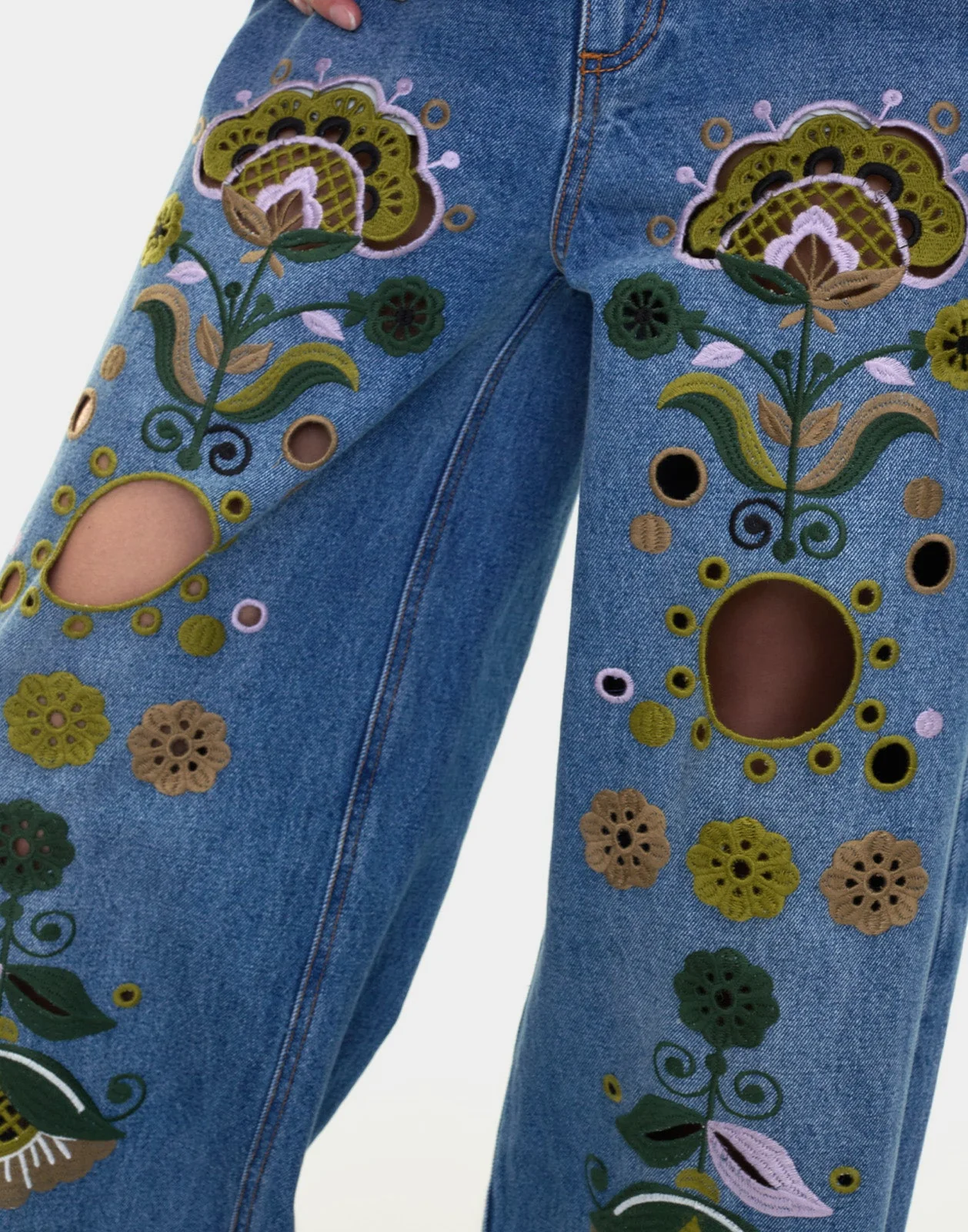 Cynthia Rowley Embroidered Wide-leg Jean - Blue Multi - Image 5