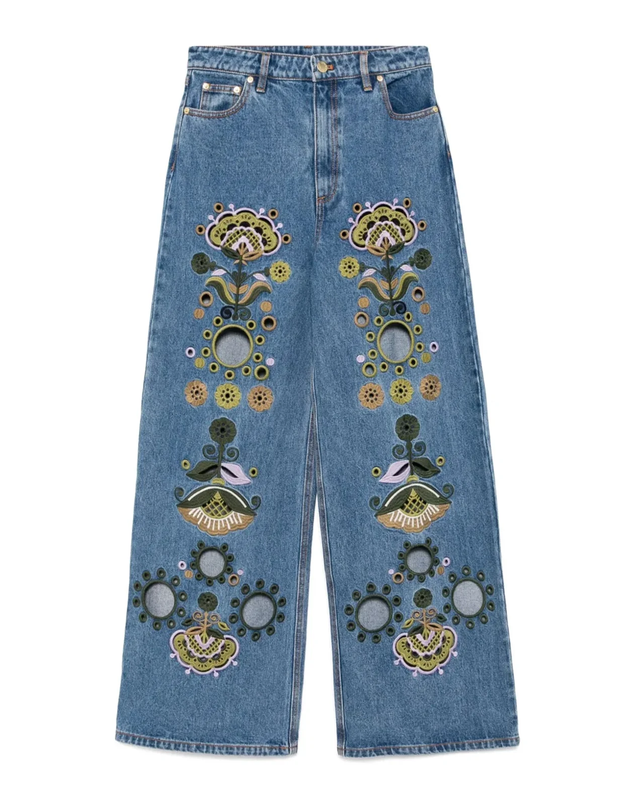 Cynthia Rowley Embroidered Wide-leg Jean - Blue Multi - Image 7
