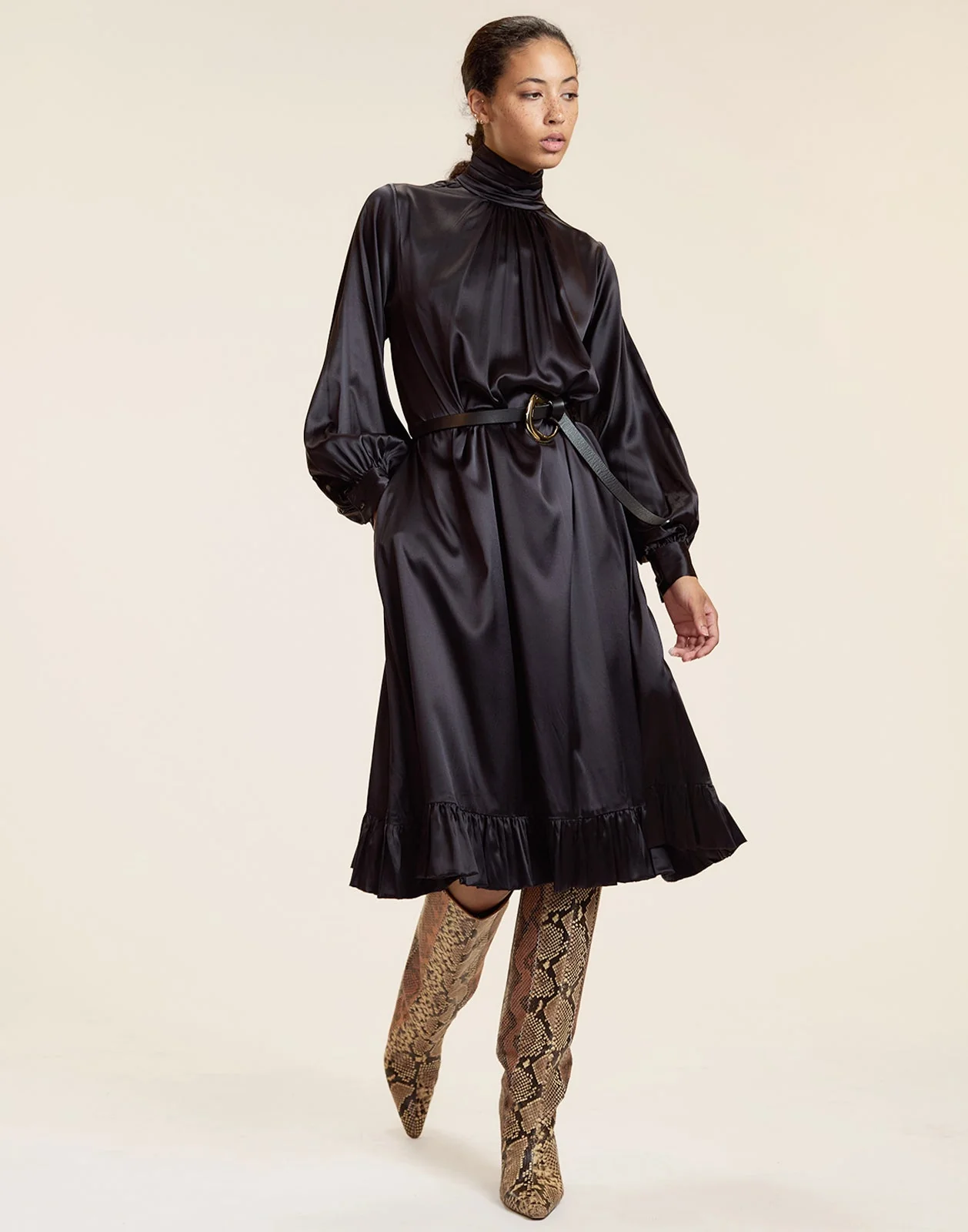 Cynthia Rowley Monroe Silk Charmeuse Dress - Black - Image 2