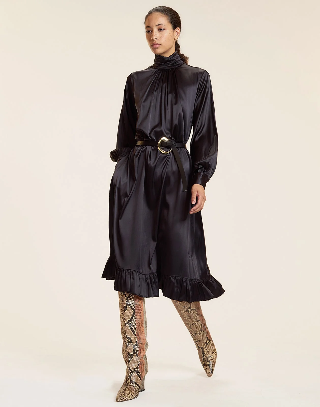 Cynthia Rowley Monroe Silk Charmeuse Dress - Black - Image 3
