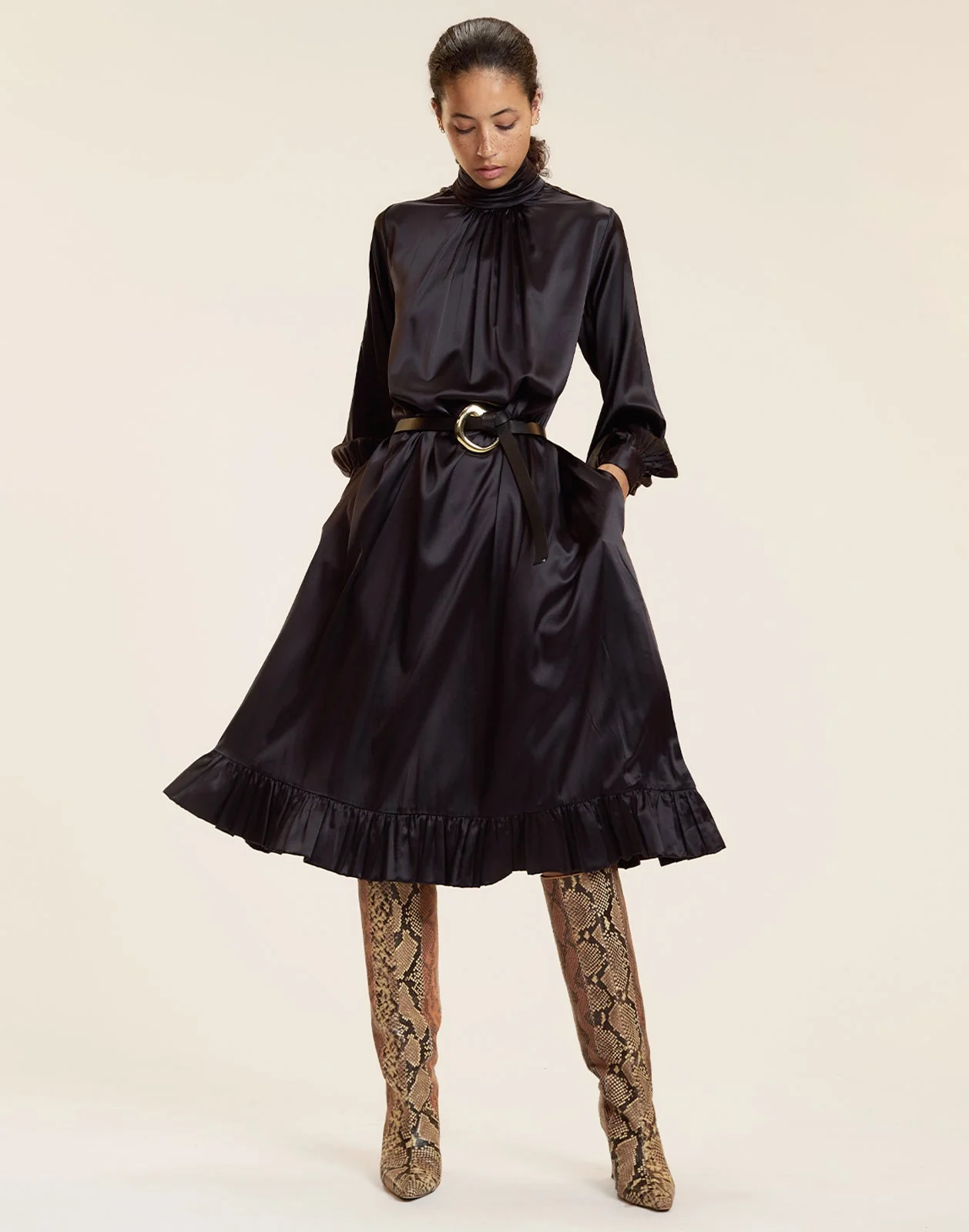 Cynthia Rowley Monroe Silk Charmeuse Dress - Black - Image 4