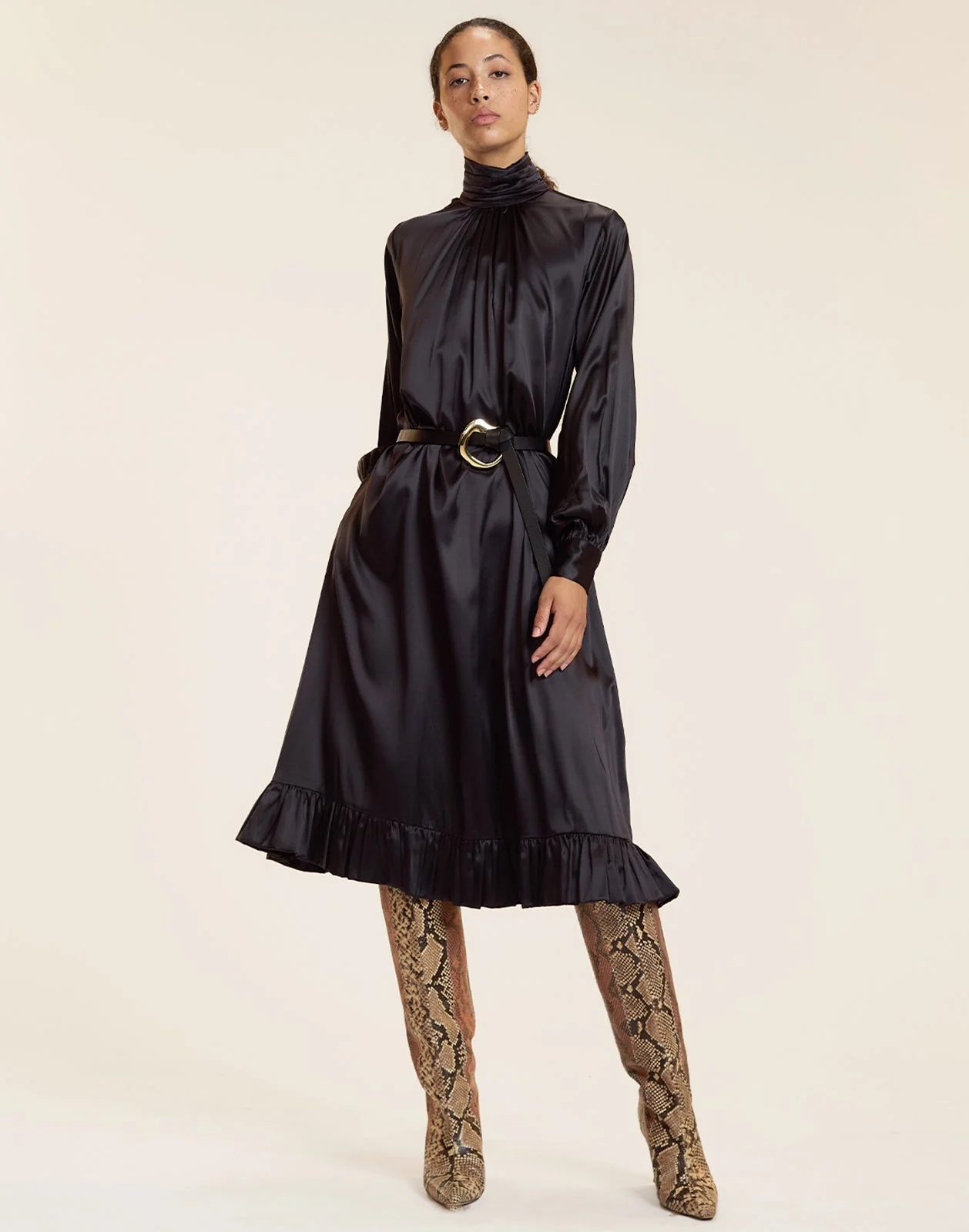 Cynthia Rowley Monroe Silk Charmeuse Dress - Black - Image 5