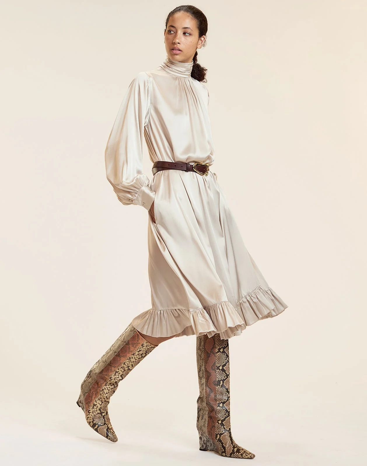 Cynthia Rowley Monroe Silk Charmeuse Dress - Stone - Image 6