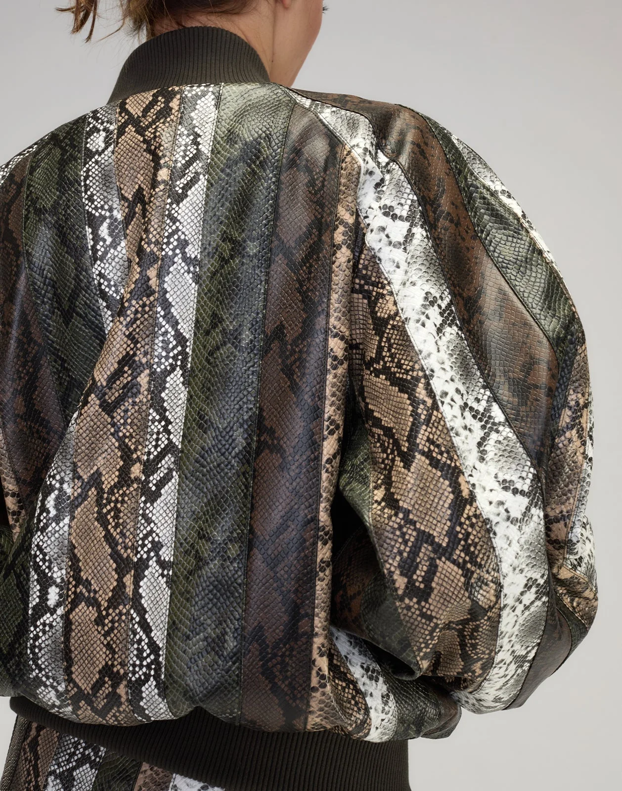 Cynthia Rowley Snake-Embossed Vegan Leather Bomber Jacket - Image 5