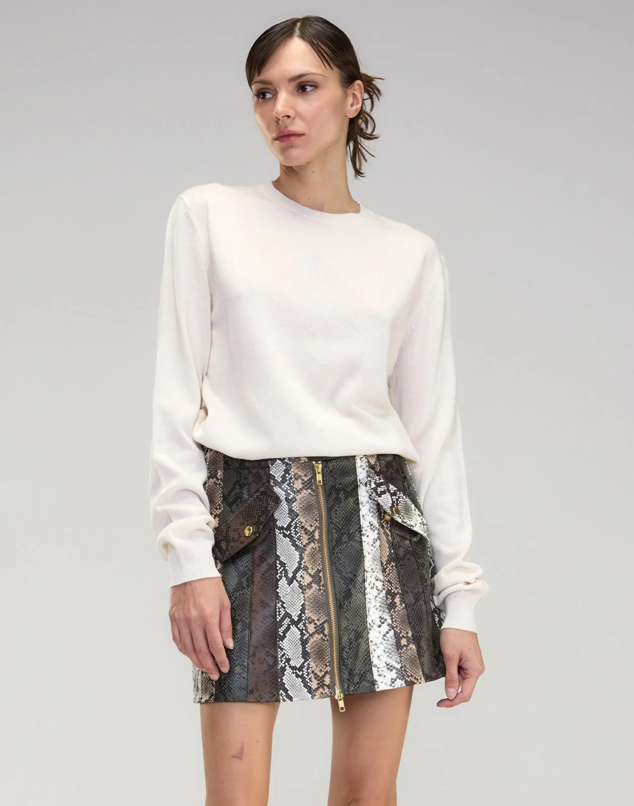 Cynthia Rowley Snake-Embossed Vegan Leather Skirt