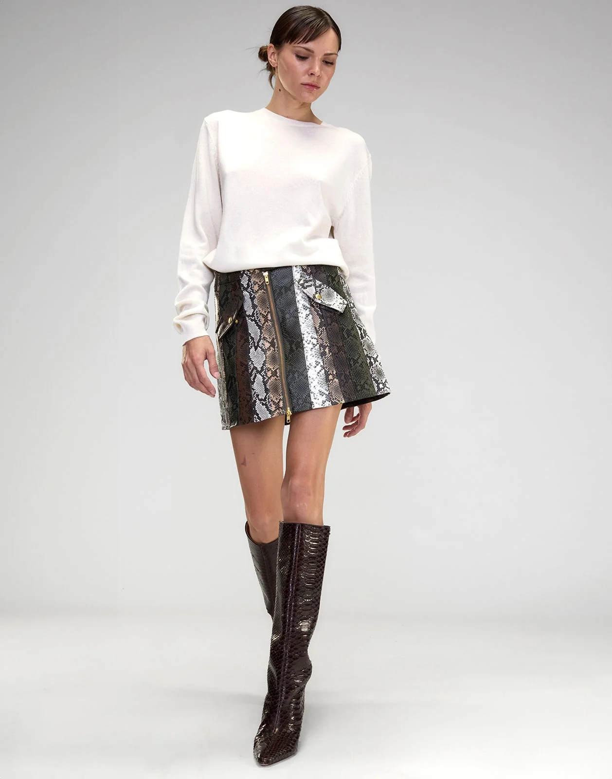 Cynthia Rowley Snake-Embossed Vegan Leather Skirt - Image 2