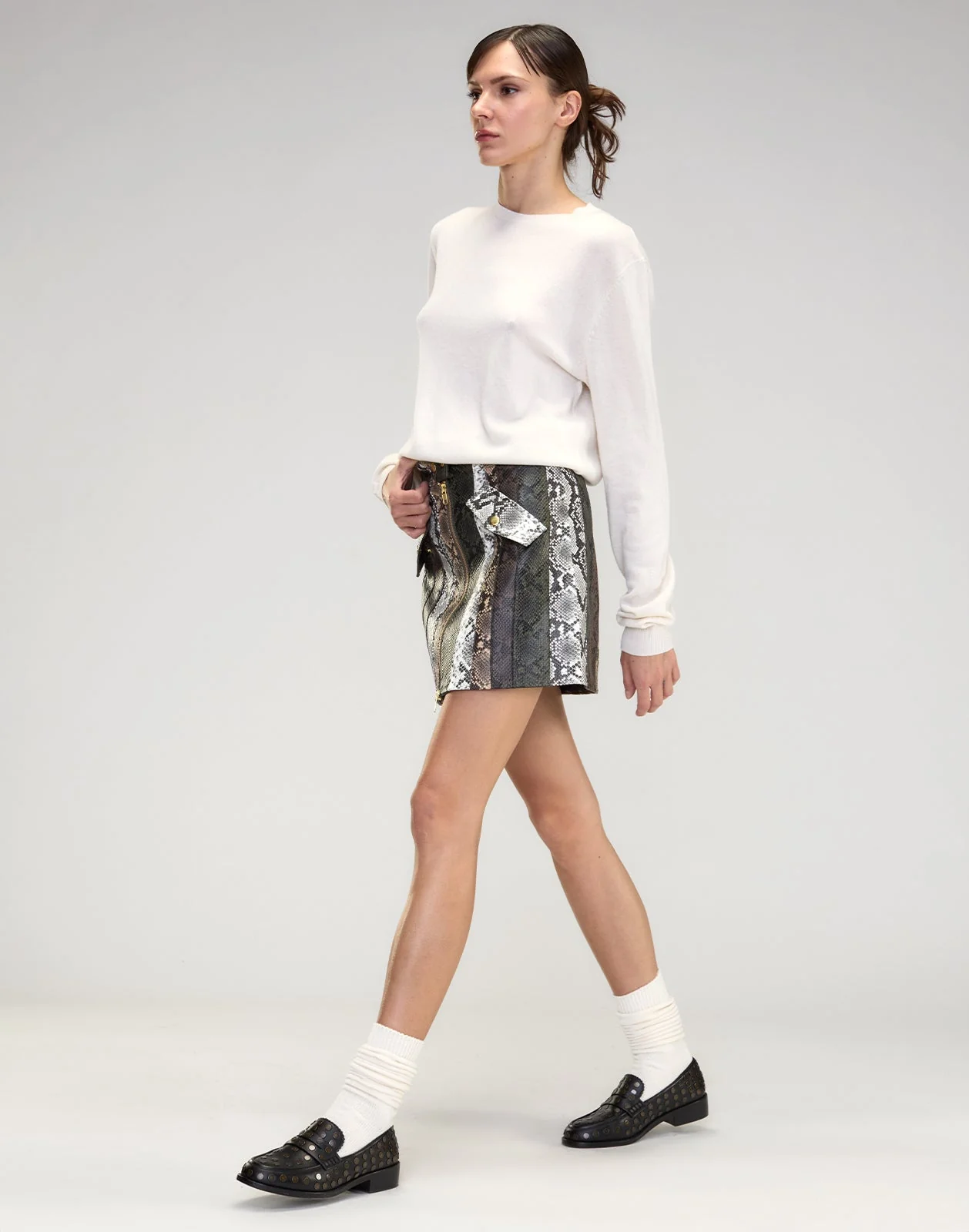 Cynthia Rowley Snake-Embossed Vegan Leather Skirt - Image 4