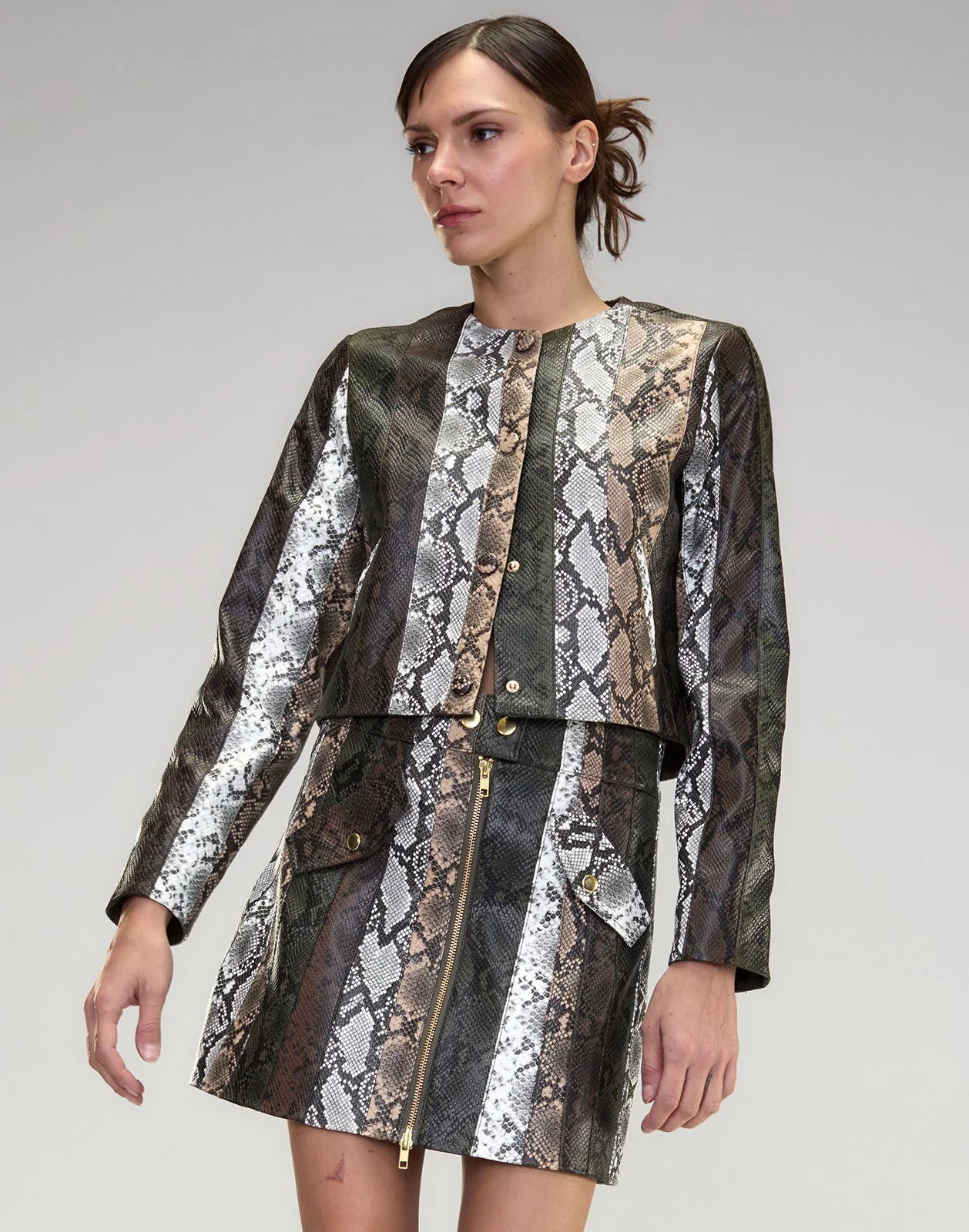 Cynthia Rowley Snake-Embossed Vegan Leather Skirt - Image 6