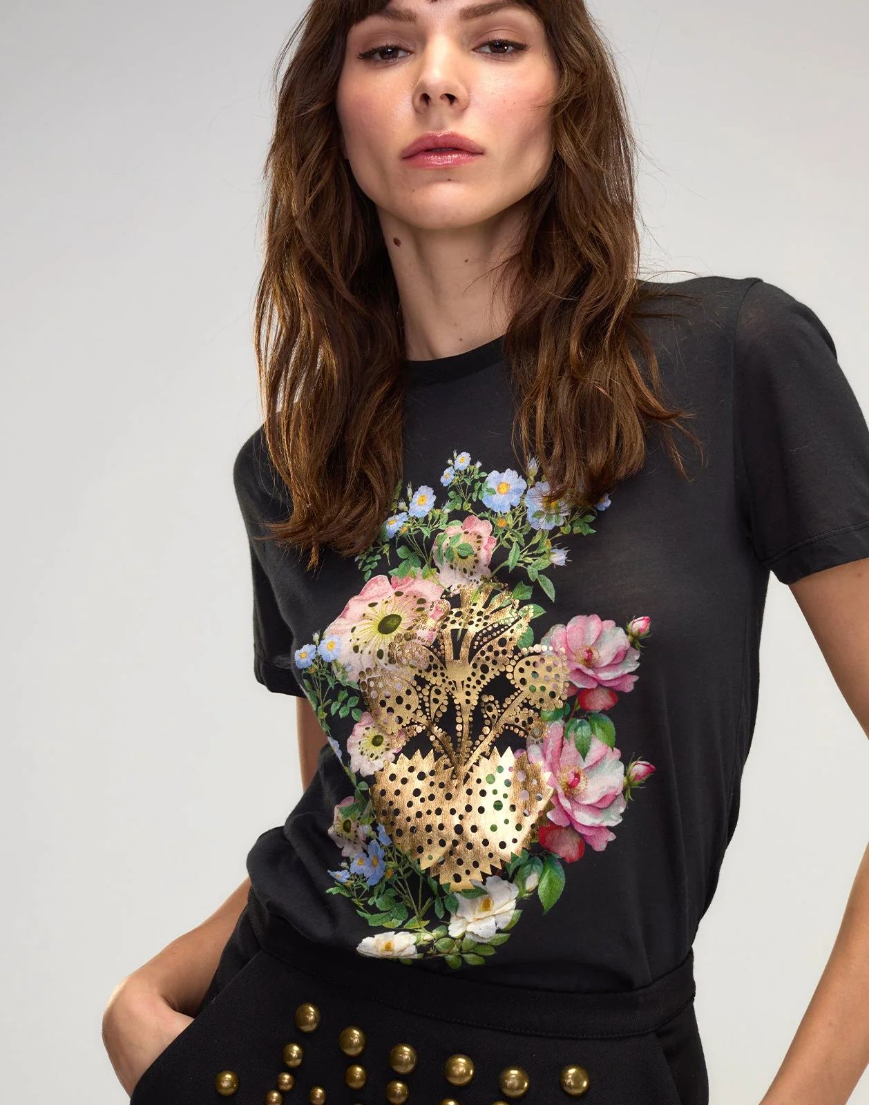 Cynthia Rowley Heart of Gold Tee - Black - Image 3