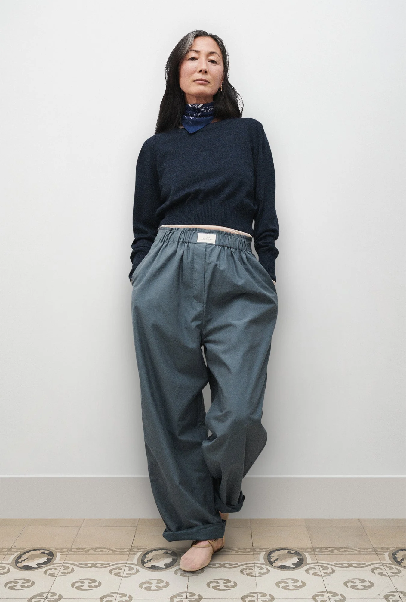 Silk Laundry Cotton Silk Paper Bag Pants - Slate - Image 2