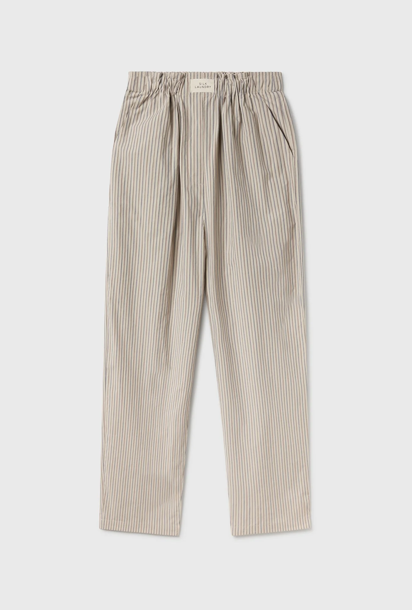 Silk Laundry Cotton Silk Paper Bag Pants - Slate Stripe - Image 2
