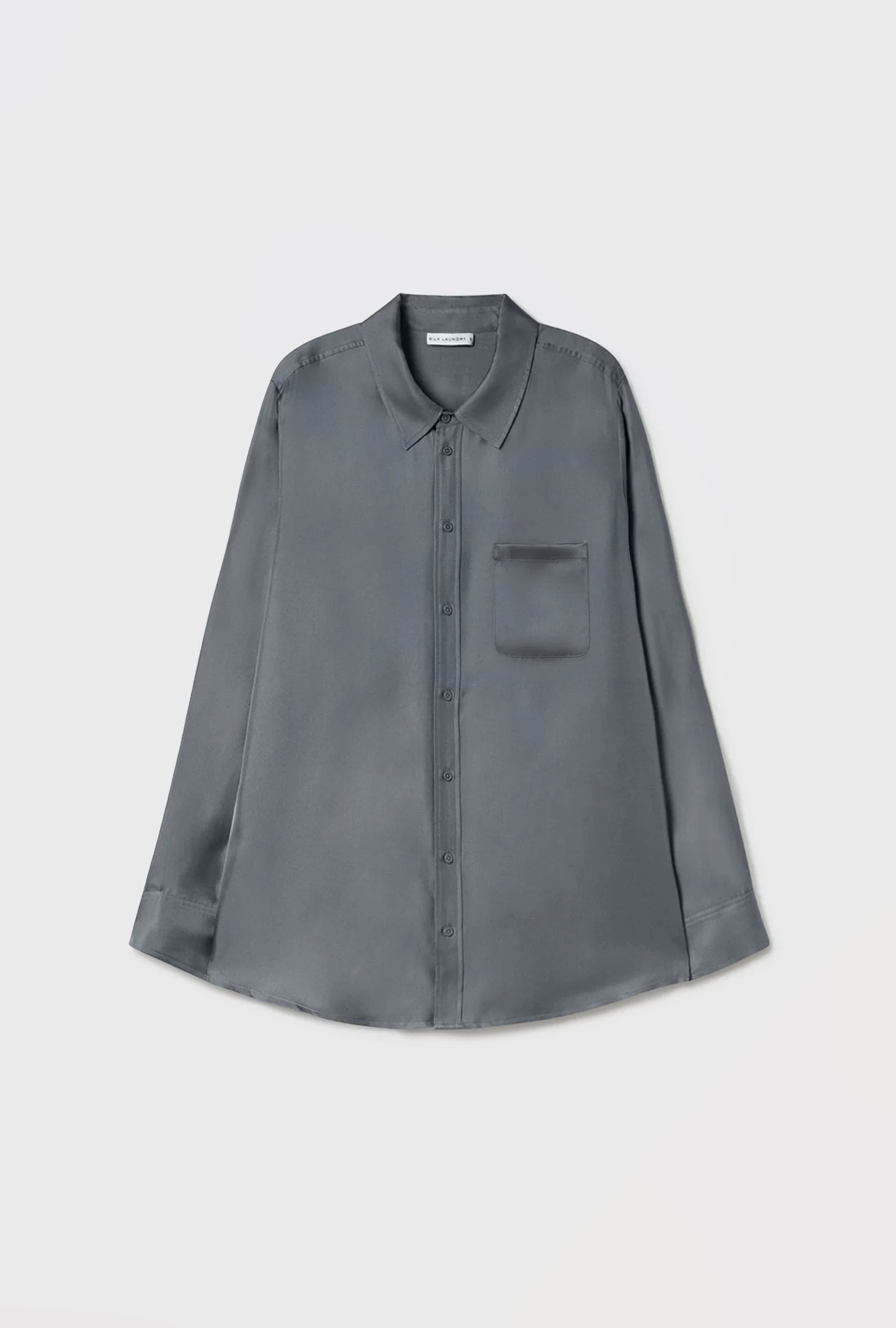 Silk Laundry Twill Boyfriend Shirt - Slate - Image 2