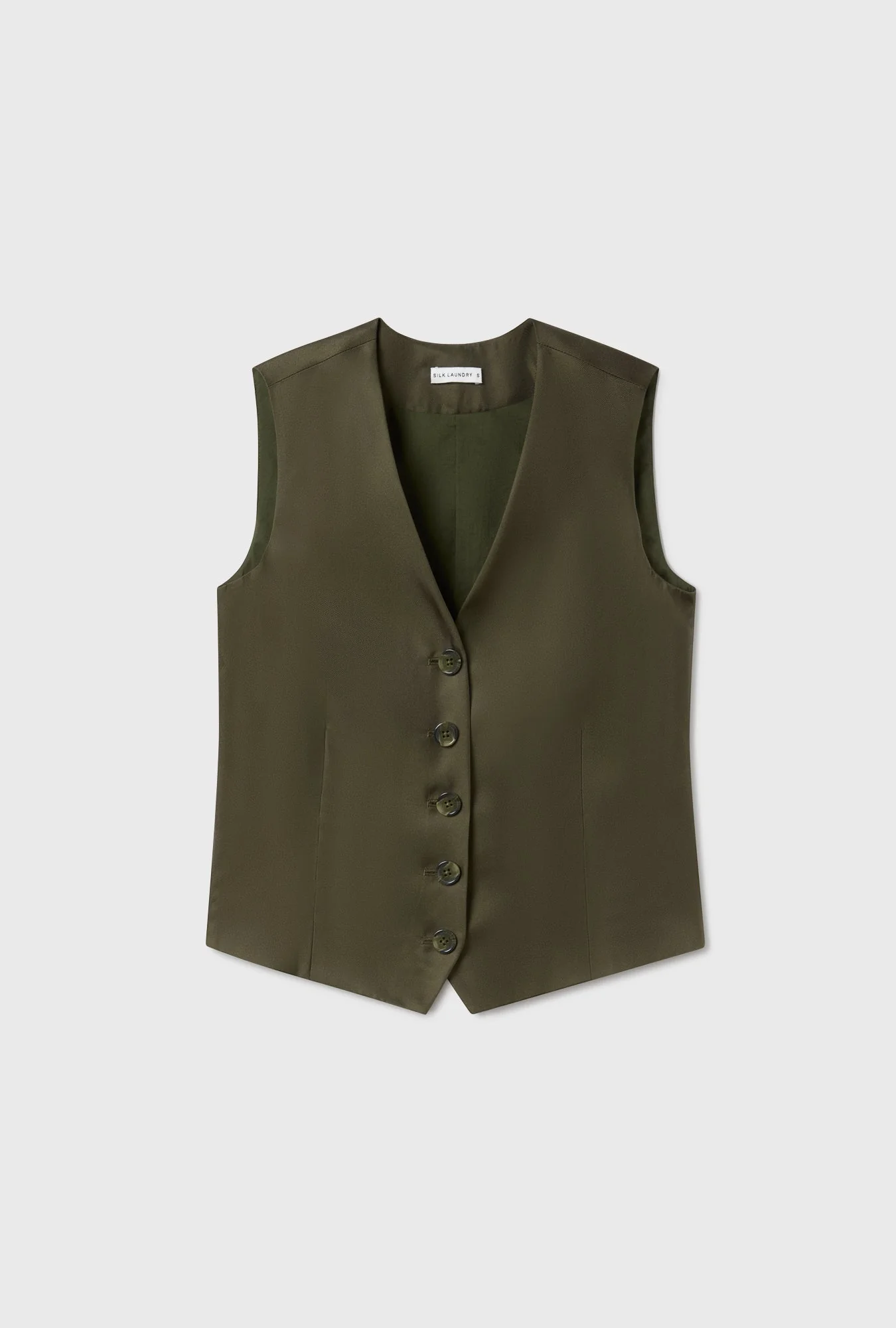 Silk Laundry Twill Vest - Pine - Image 2