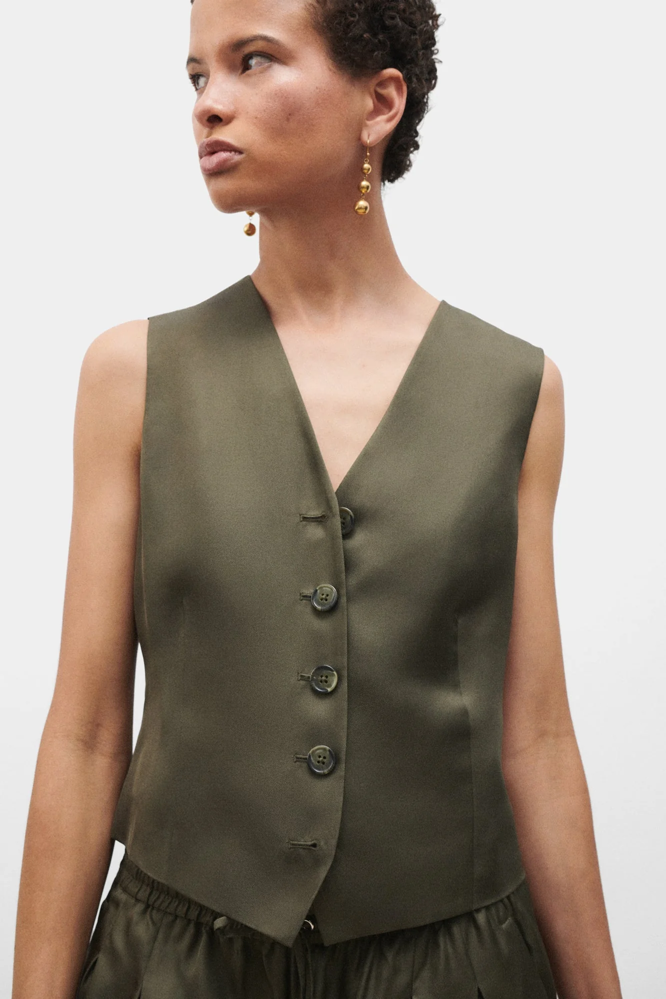 Silk Laundry Twill Vest - Pine - Image 3