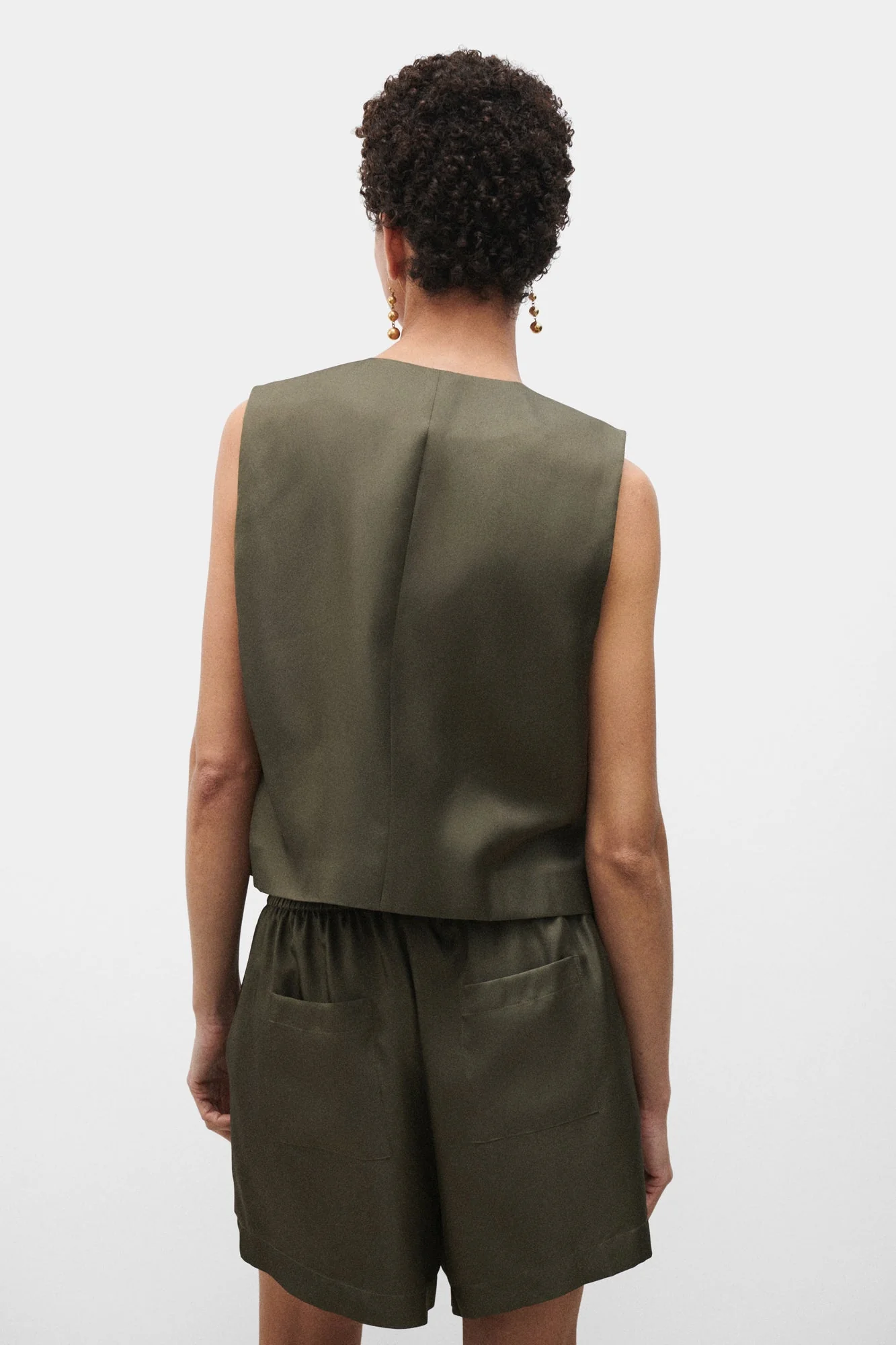 Silk Laundry Twill Vest - Pine - Image 4