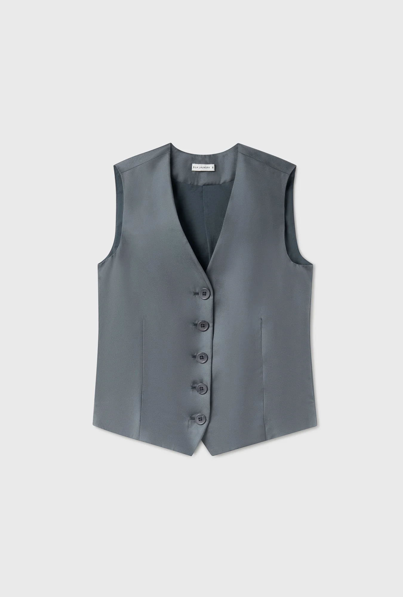 Silk Laundry Twill Vest - Slate - Image 2