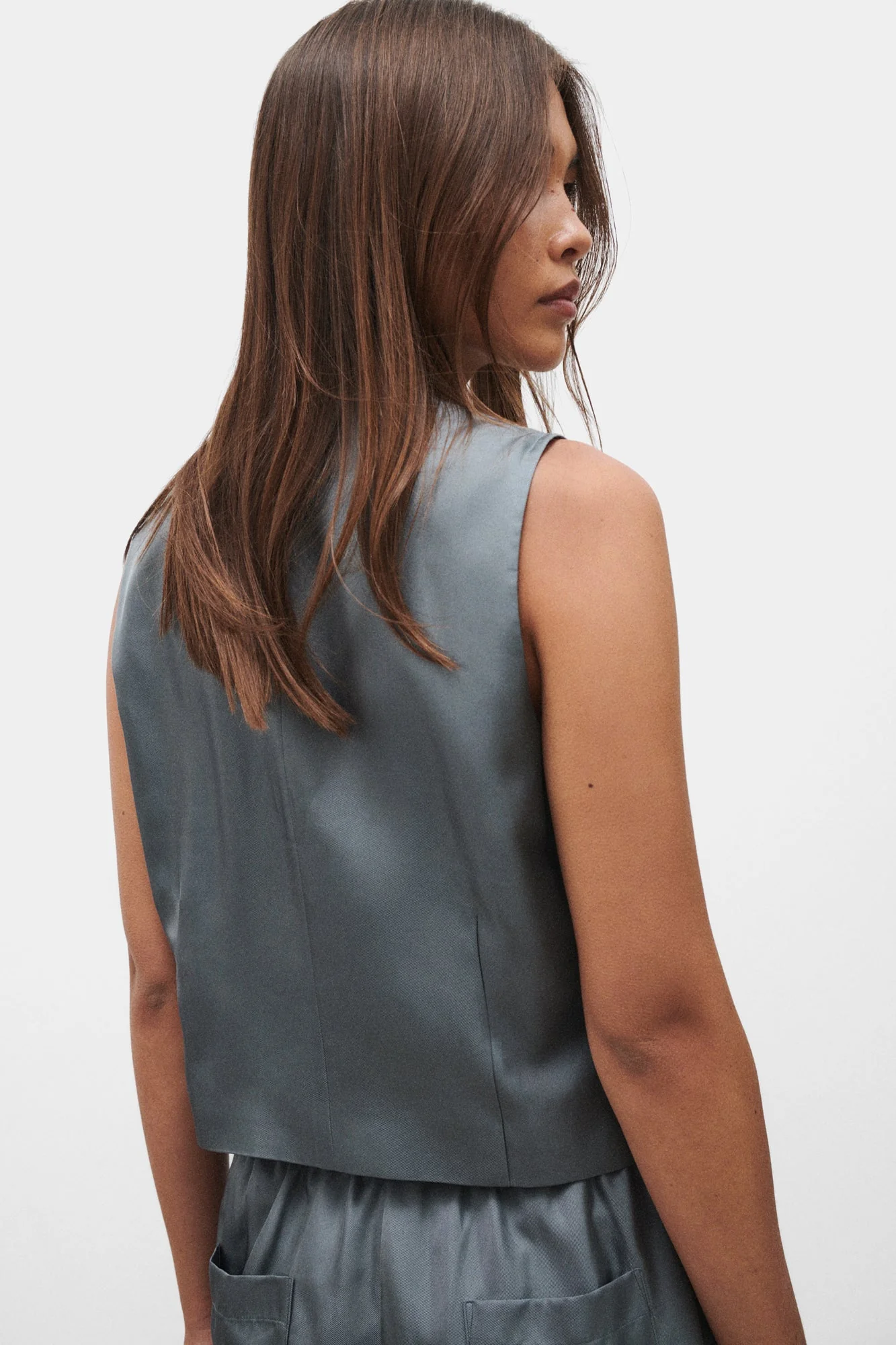 Silk Laundry Twill Vest - Slate - Image 4