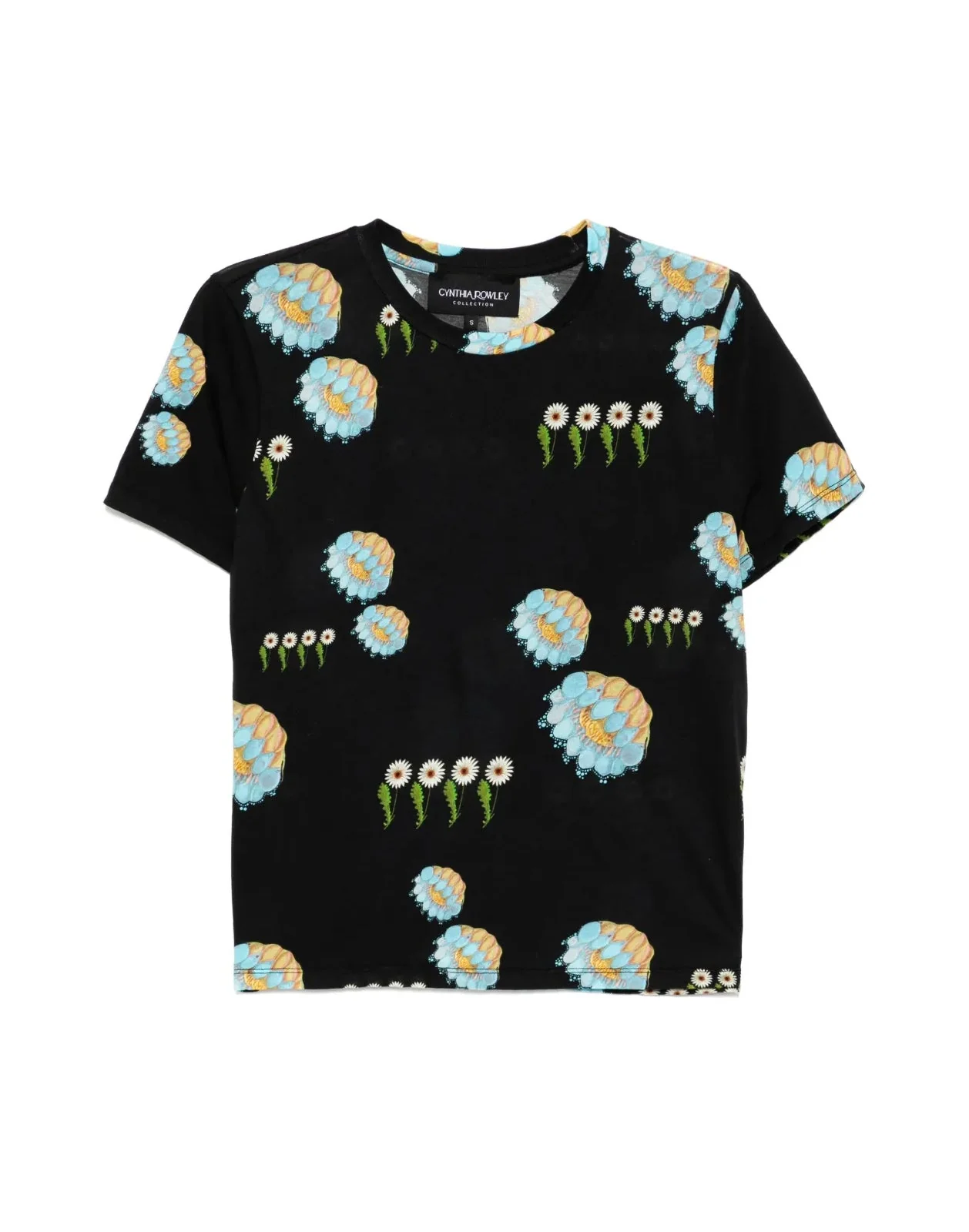 Cynthia Rowley Everyday Cotton Tee - Black Floral - Image 5
