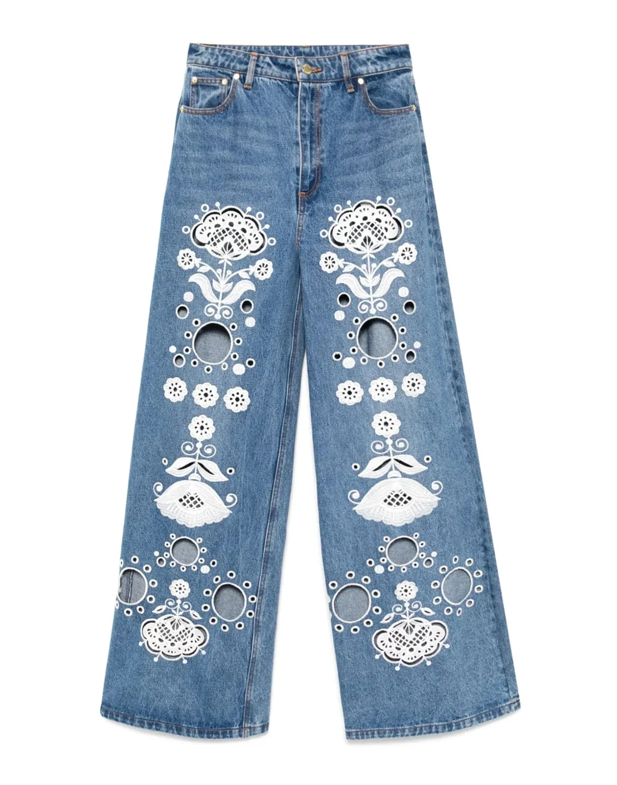 Cynthia Rowley Embroidered Wide-leg Jean - Dark Wash - Image 7