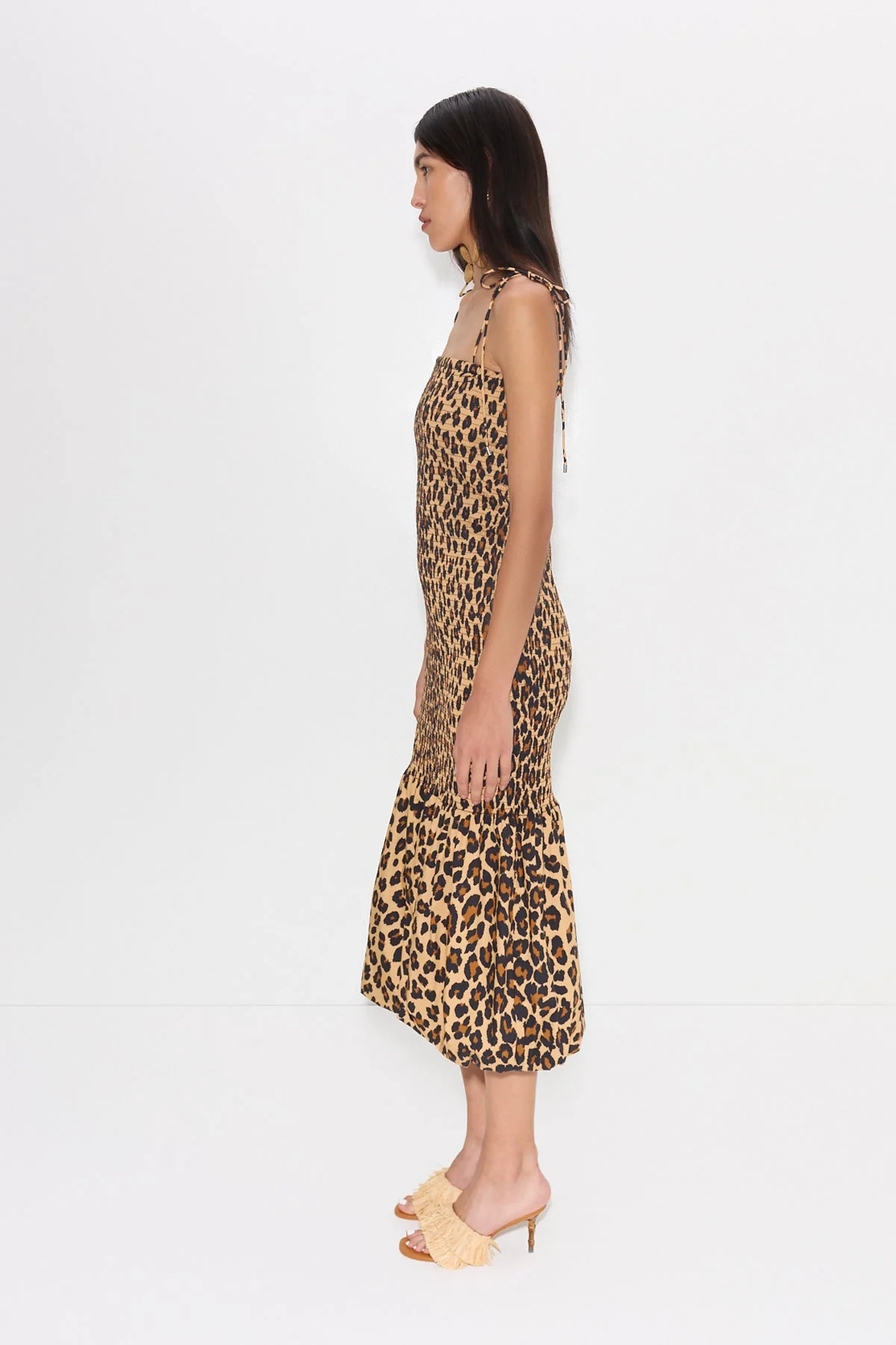 Simon Miller Canto Smocked Poplin Dress - Leopard - Image 4