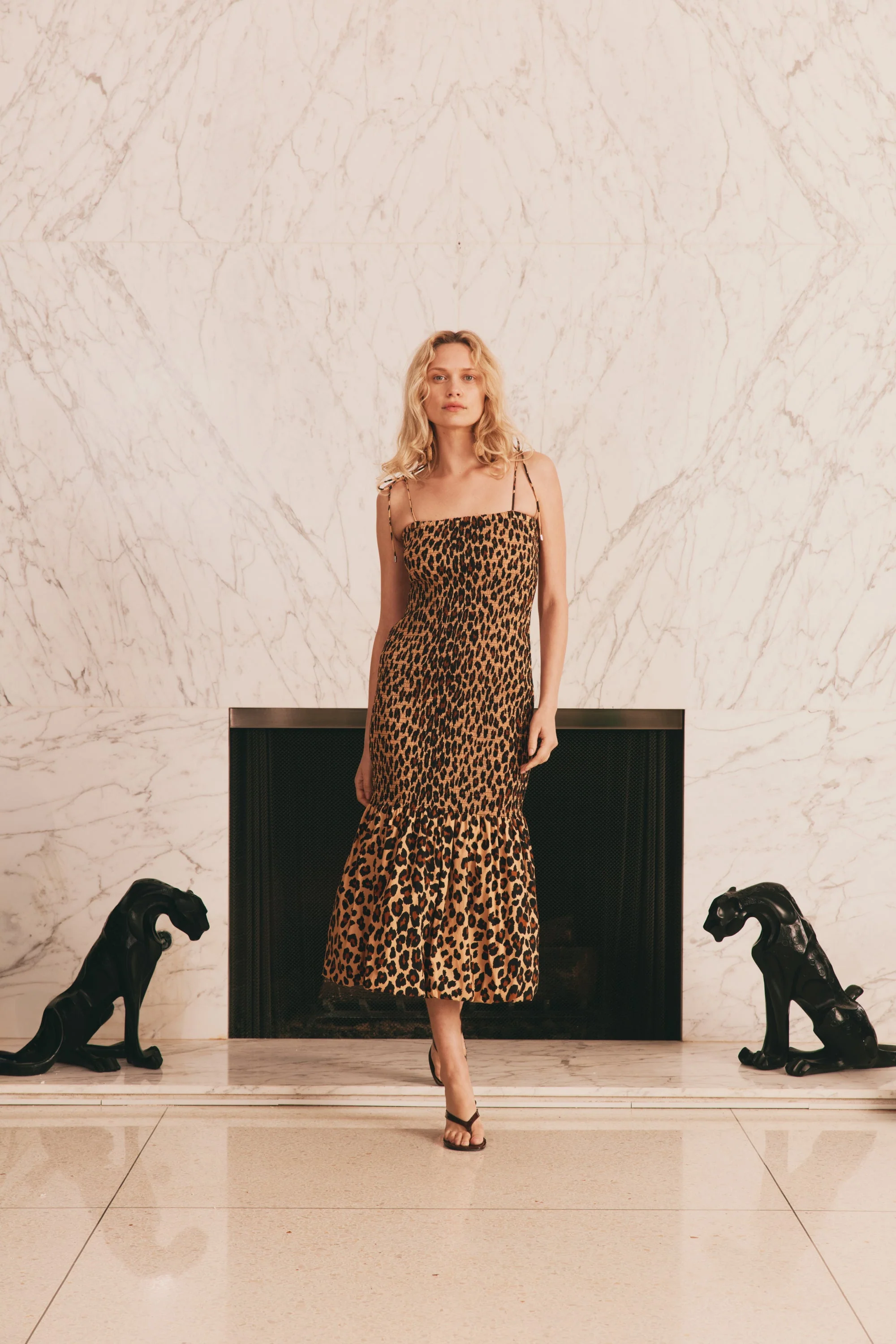 Simon Miller Canto Smocked Poplin Dress - Leopard - Image 5