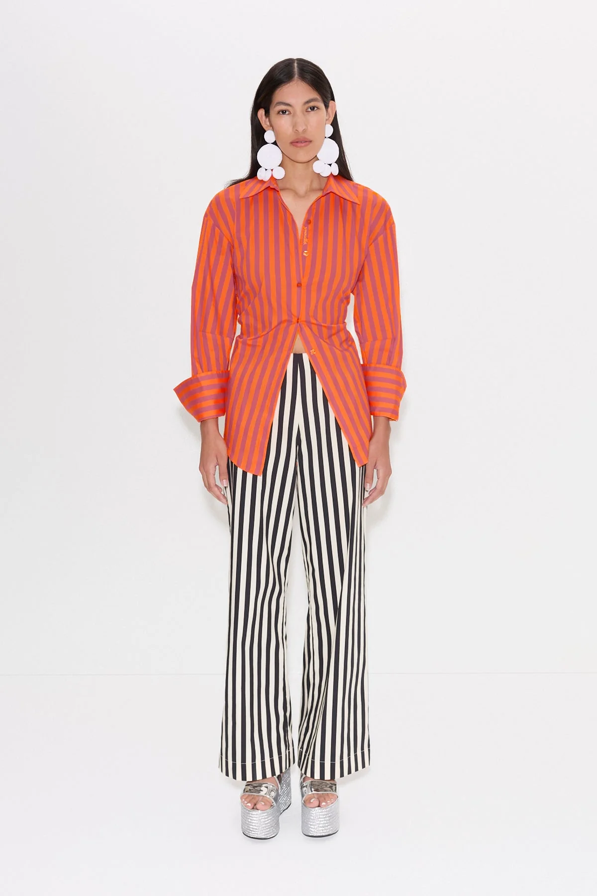 Simon Miller Pia Poplin Pant - Black/White Stripe - Image 3
